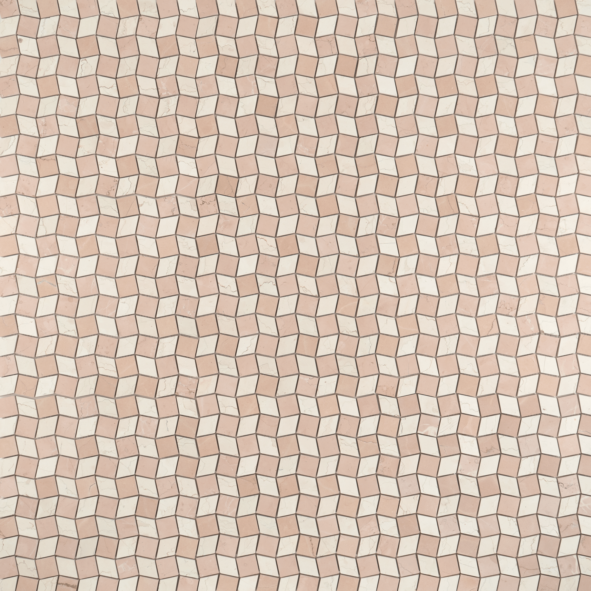 Dizzy Bianco Perlino with Rosso Perlino Marble Honed Mosaic Tile - Cemento Collection