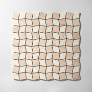 Dizzy Bianco Perlino with Rosso Perlino Marble Honed Mosaic Tile