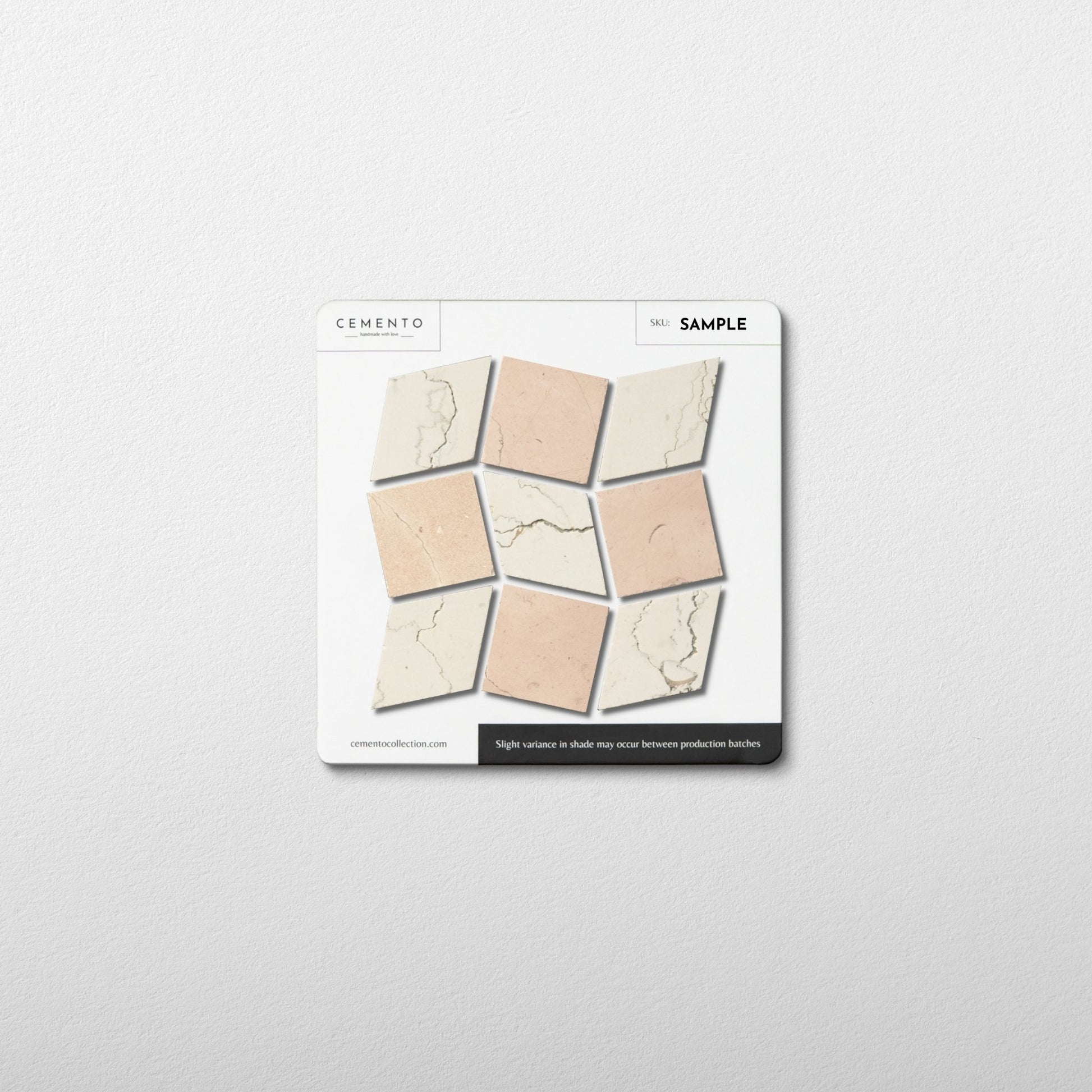 Dizzy Bianco Perlino with Rosso Perlino Marble Honed Mosaic Tile sample