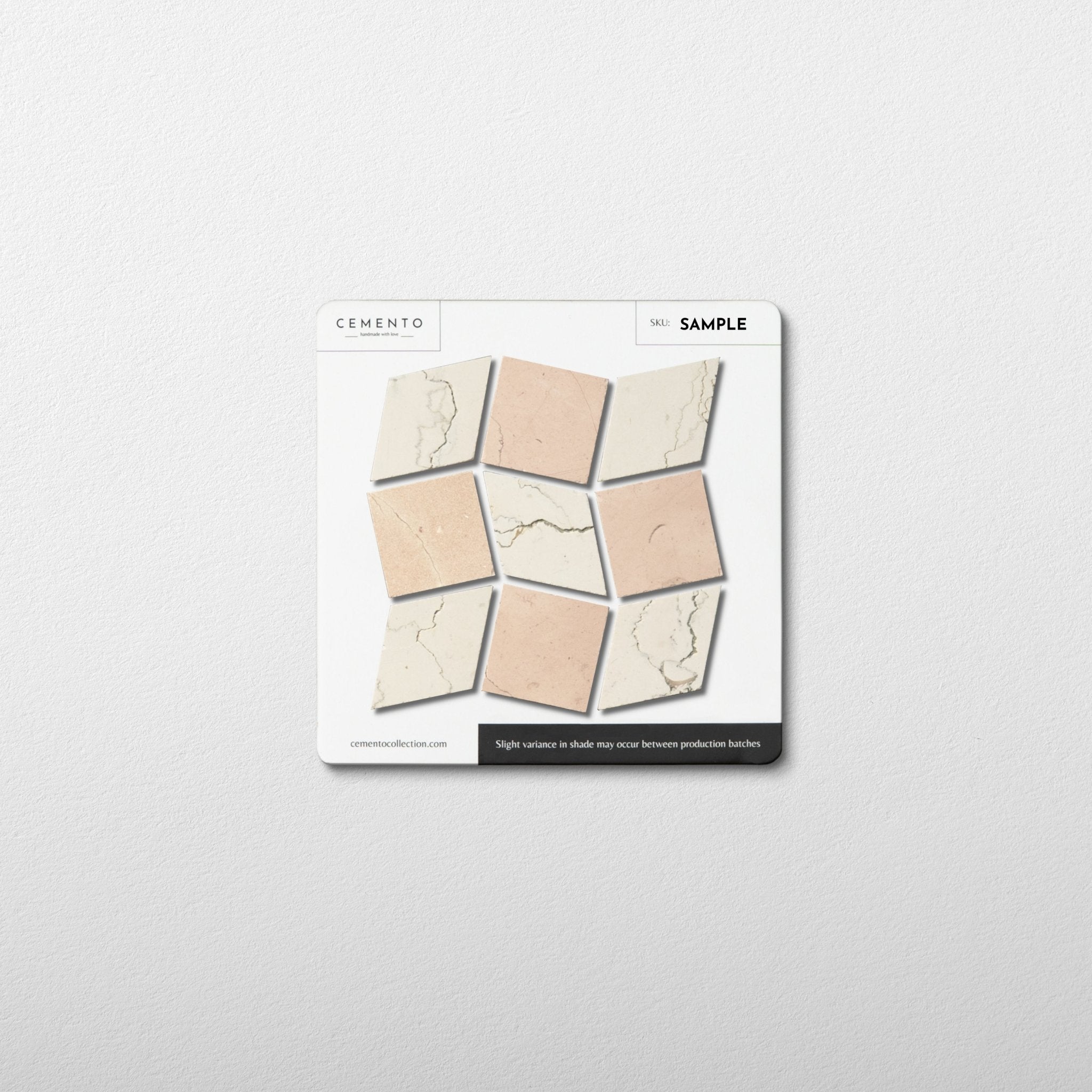 Dizzy Bianco Perlino with Rosso Perlino Marble Honed Mosaic Tile sample