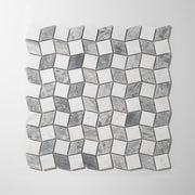 Dizzy Carrara with Bardiglio Marble Honed Mosaic Tile