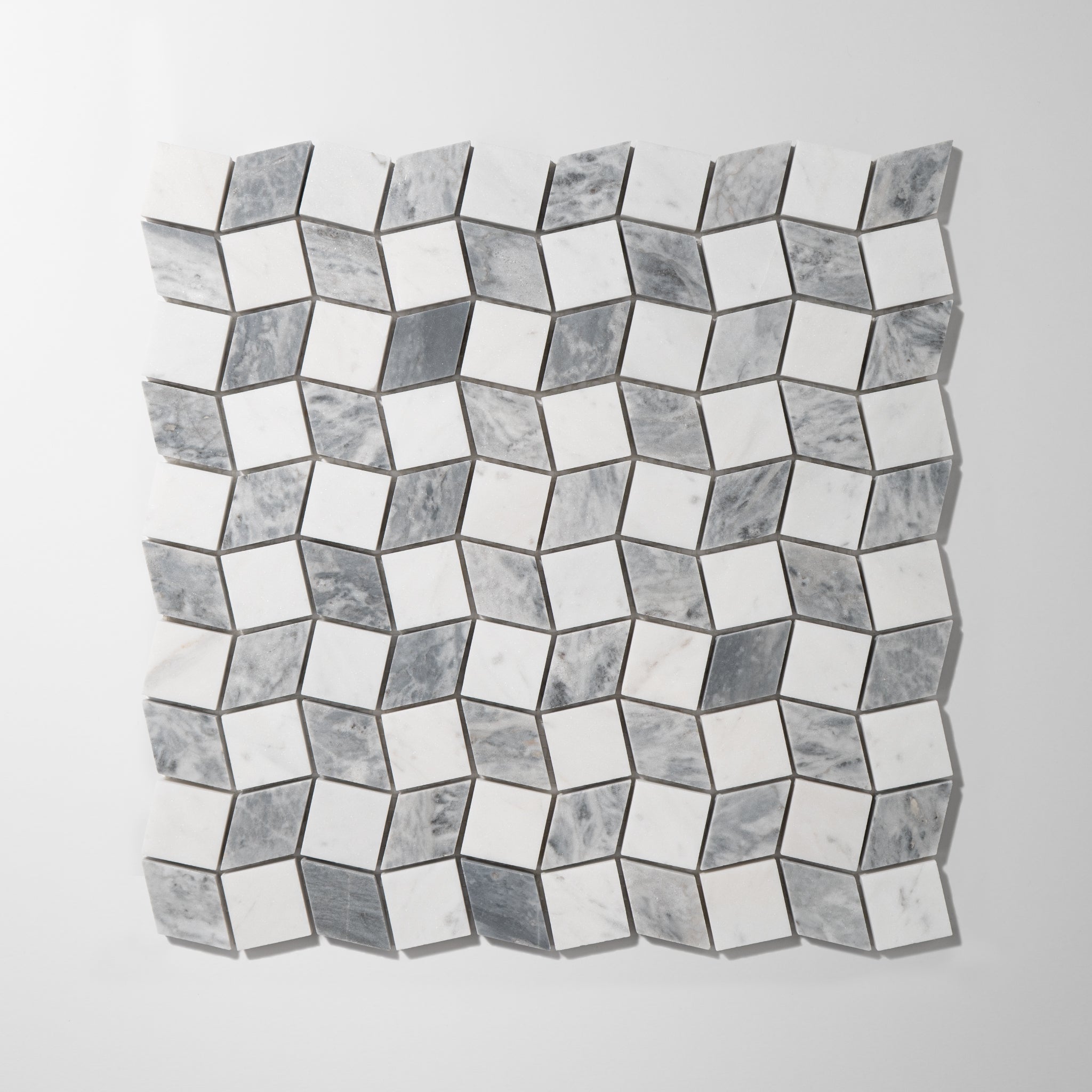 Dizzy Carrara with Bardiglio Marble Honed Mosaic Tile