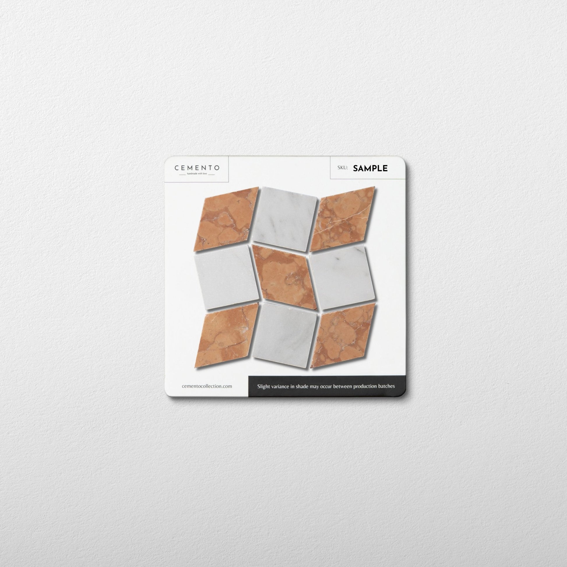 Dizzy Rosso Verona with Carrara Marble Honed Mosaic Tile sample