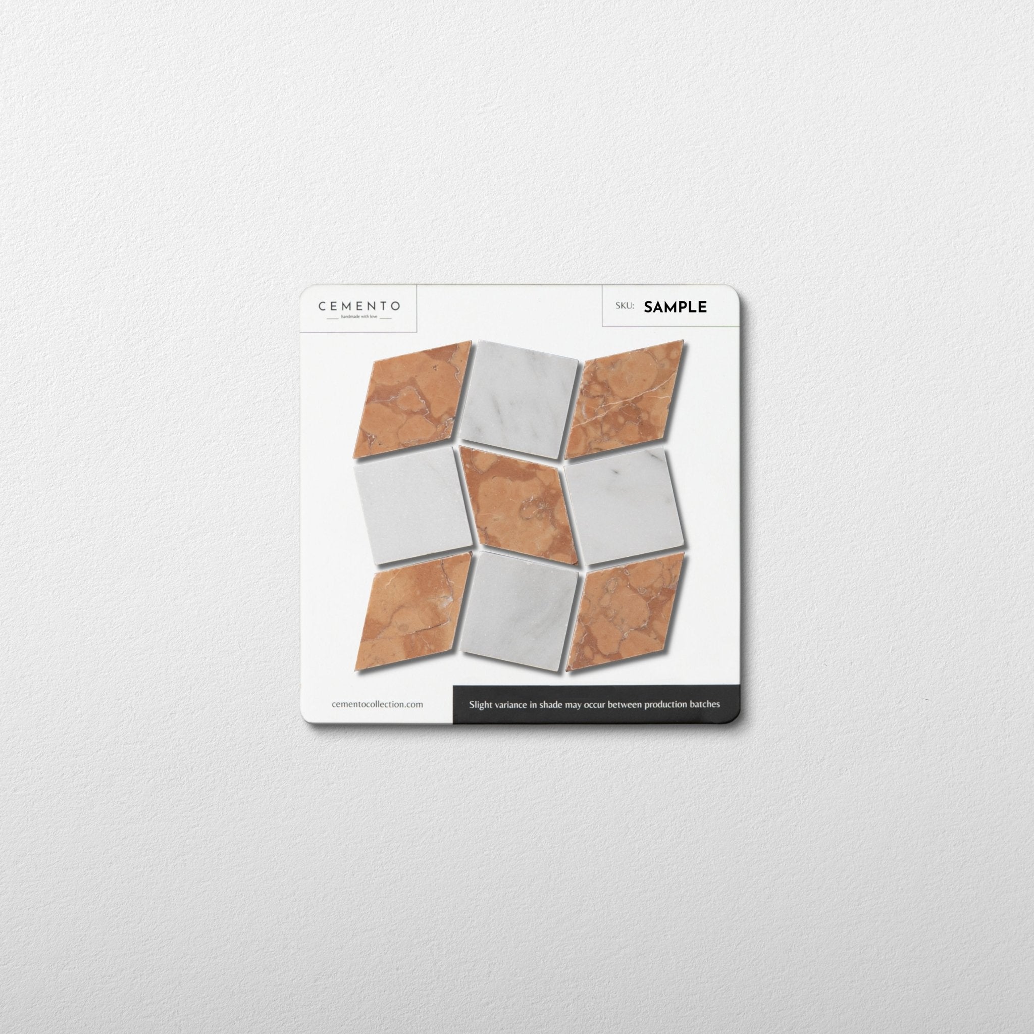 Dizzy Rosso Verona with Carrara Marble Honed Mosaic Tile sample