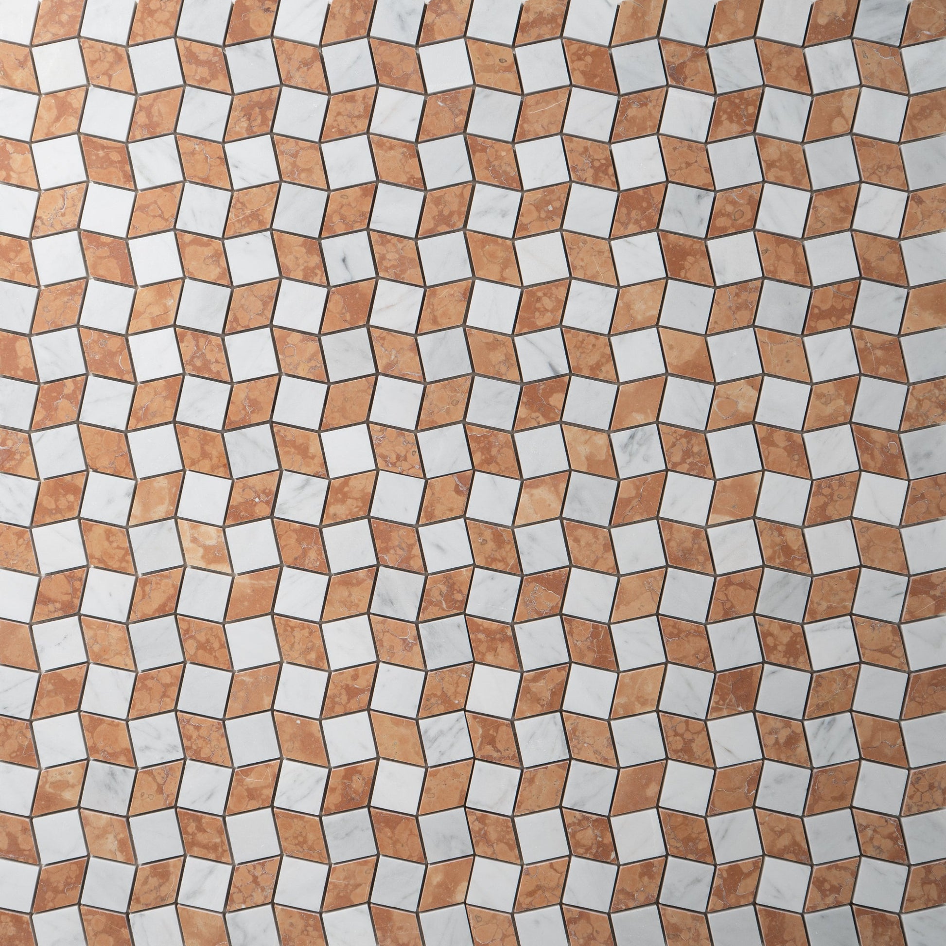 Rosso Verona with Carrara Marble Mosaic Tile