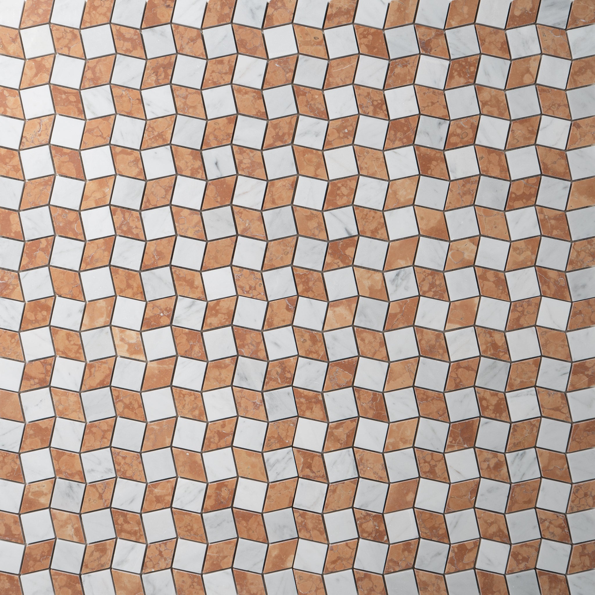 Rosso Verona with Carrara Marble Mosaic Tile
