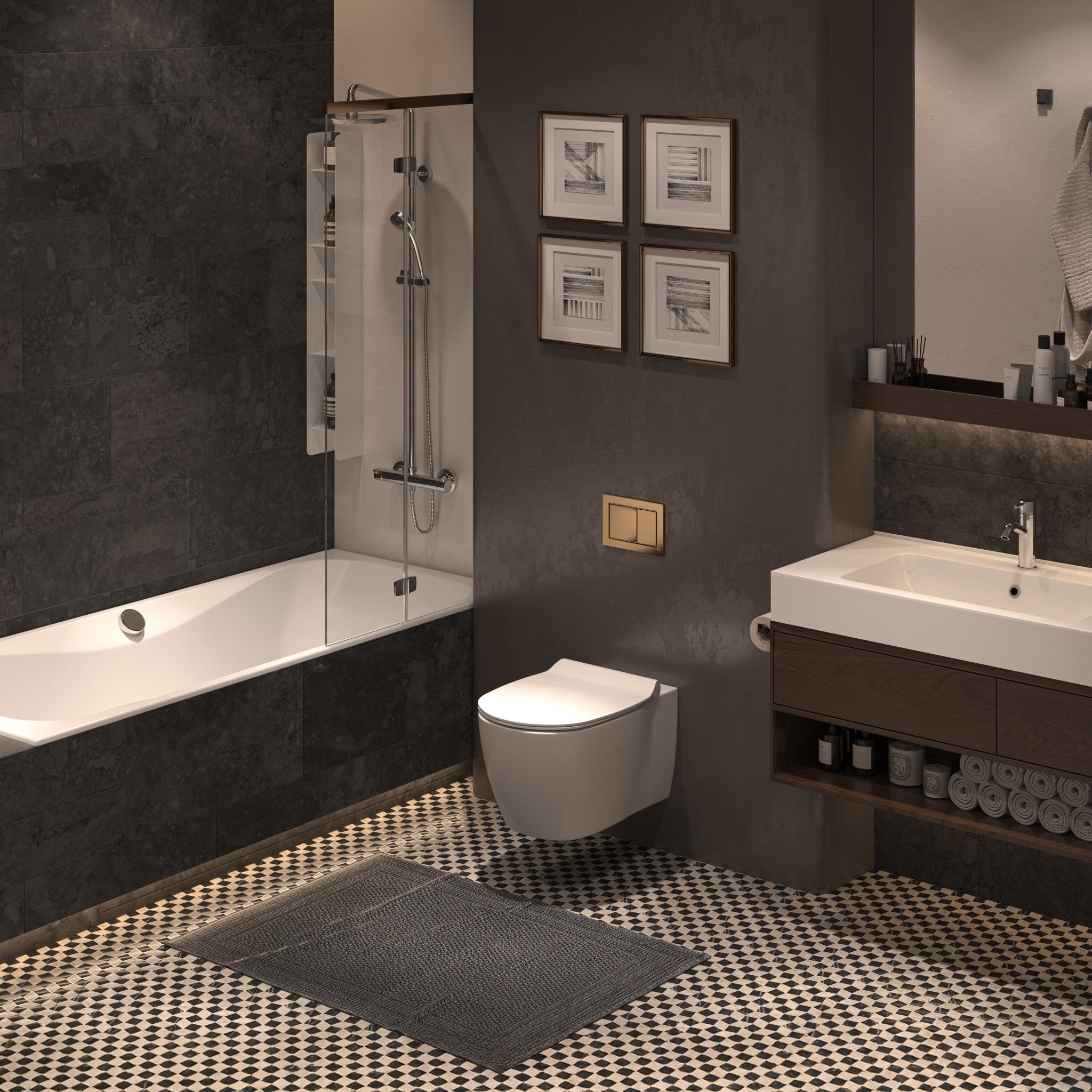 Dizzy Tala Grey with Nero Marquina Marble Honed Mosaic Tile - Cemento Collection
