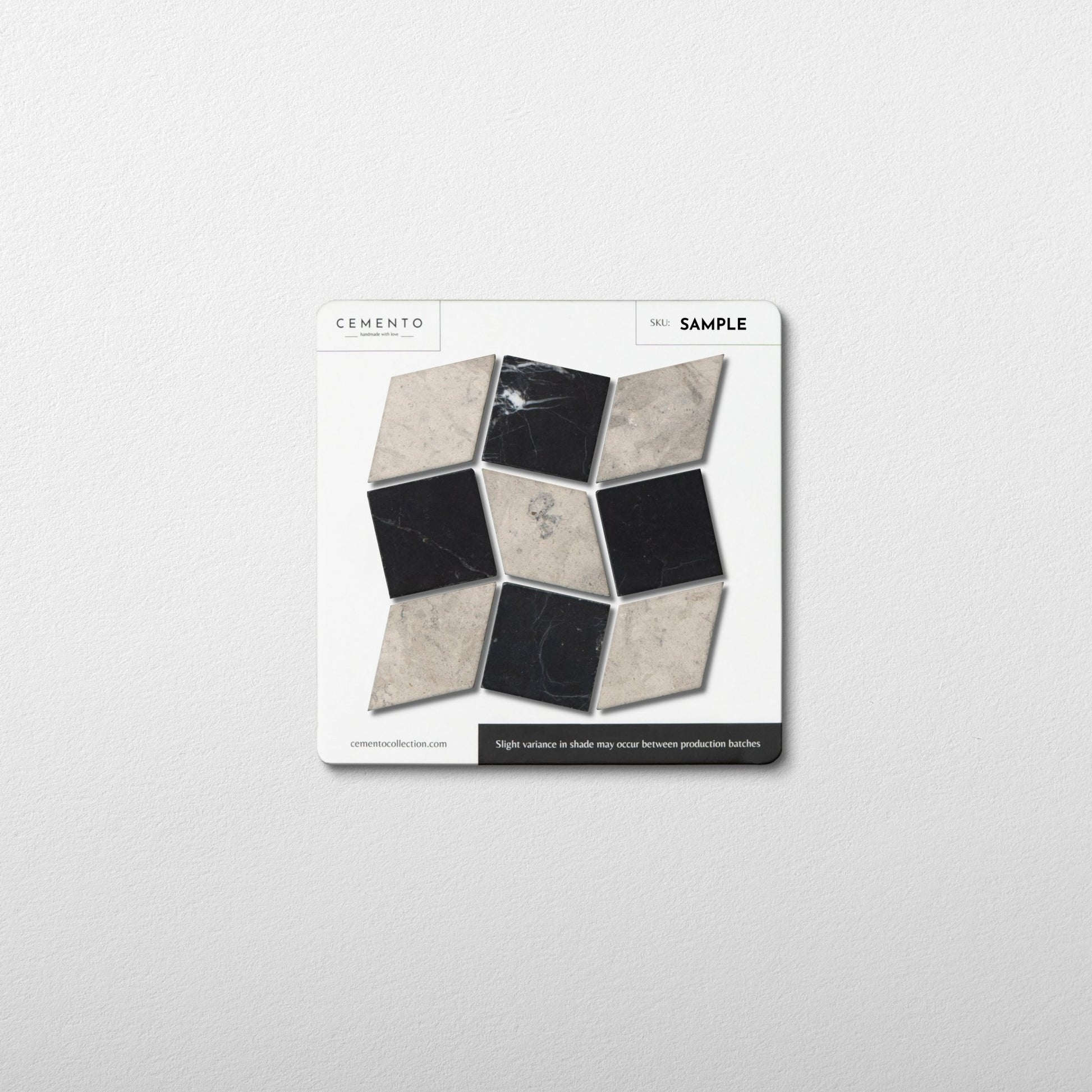 Dizzy Tala Grey with Nero Marquina Marble Honed Mosaic Tile sample