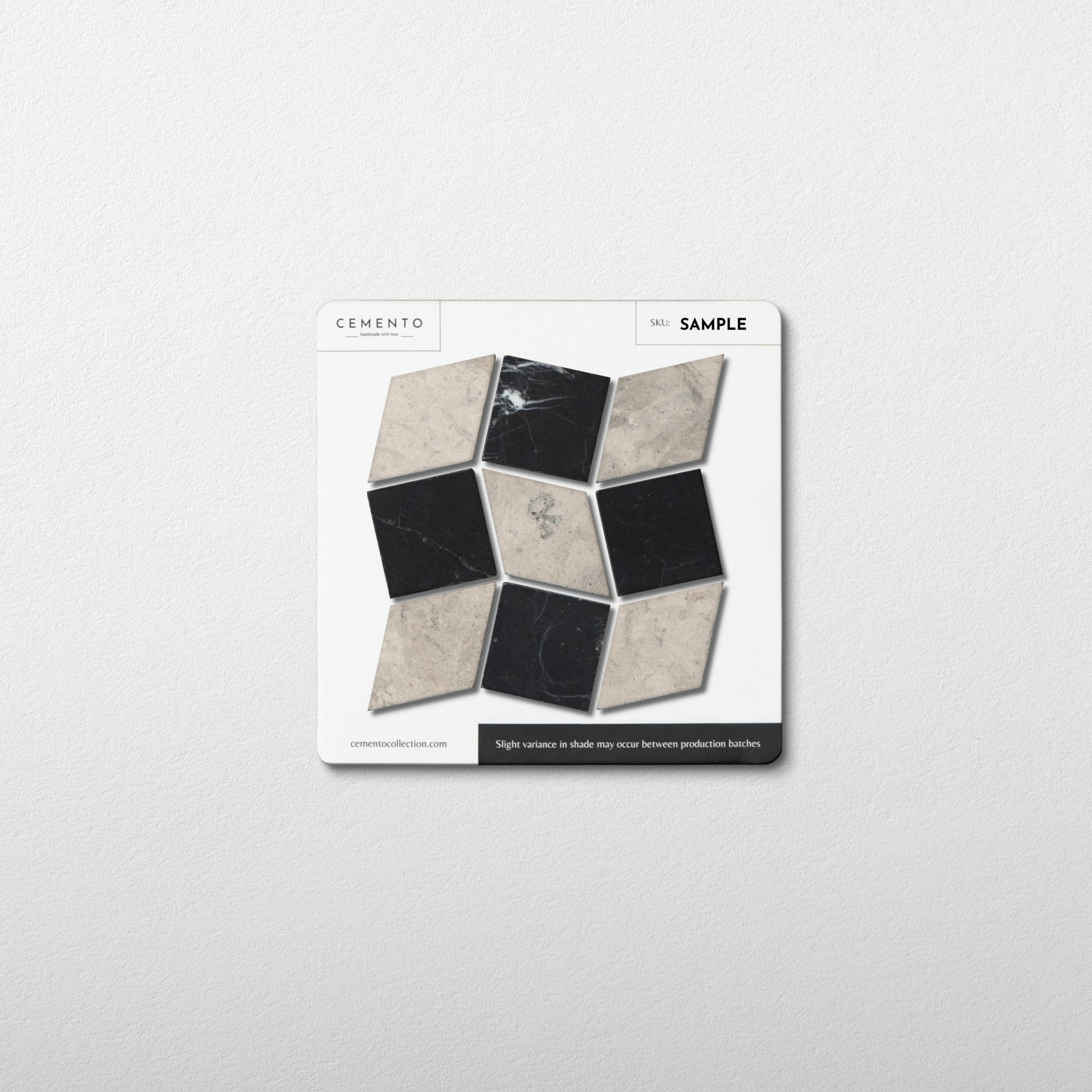 Dizzy Tala Grey with Nero Marquina Marble Honed Mosaic Tile sample