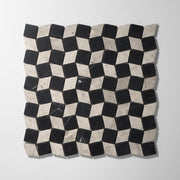 Dizzy Tala Grey with Nero Marquina Marble Honed Mosaic Tile