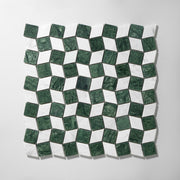 Dizzy Verde Alpi with Carrara Marble Honed Mosaic Tile