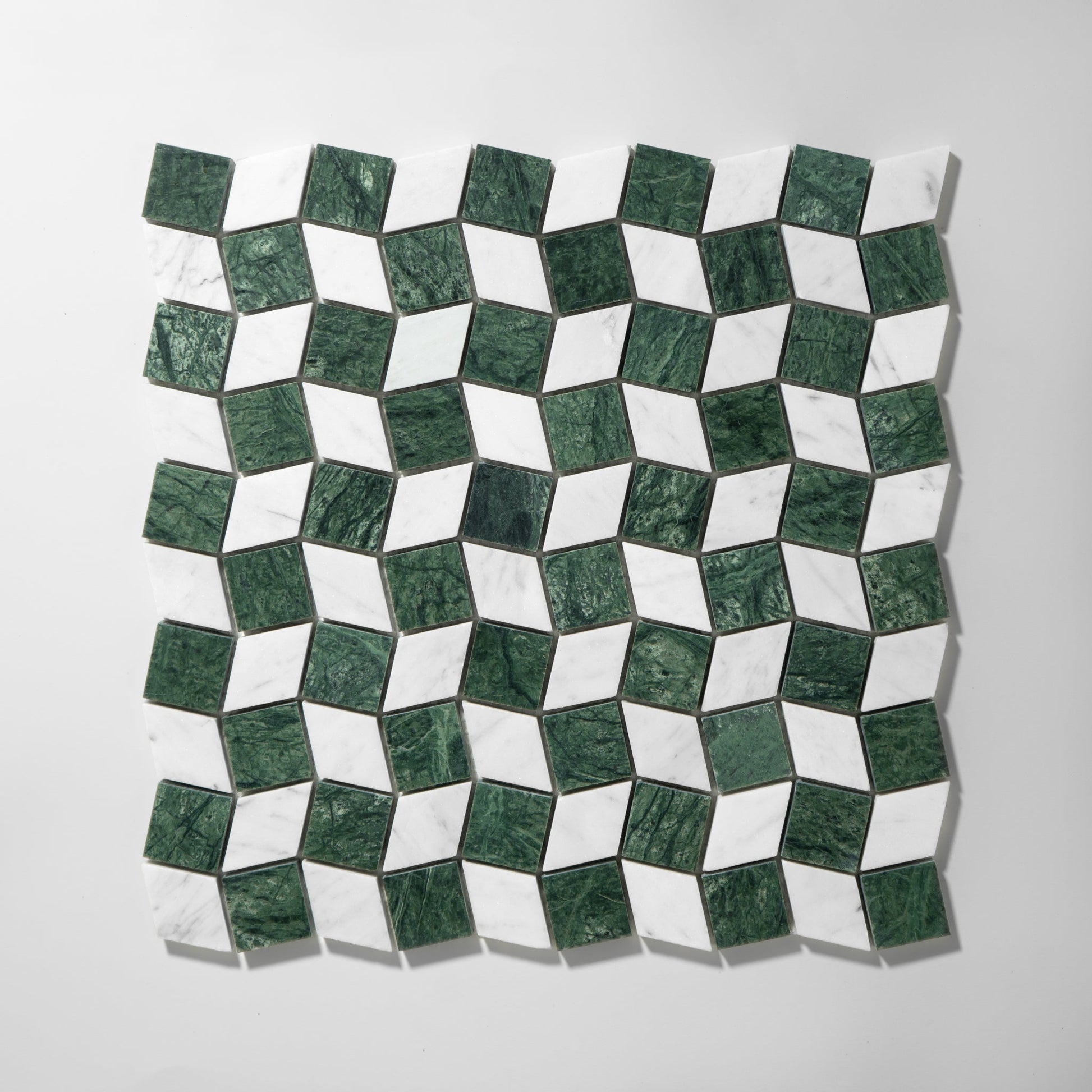 Dizzy Verde Alpi with Carrara Marble Honed Mosaic Tile