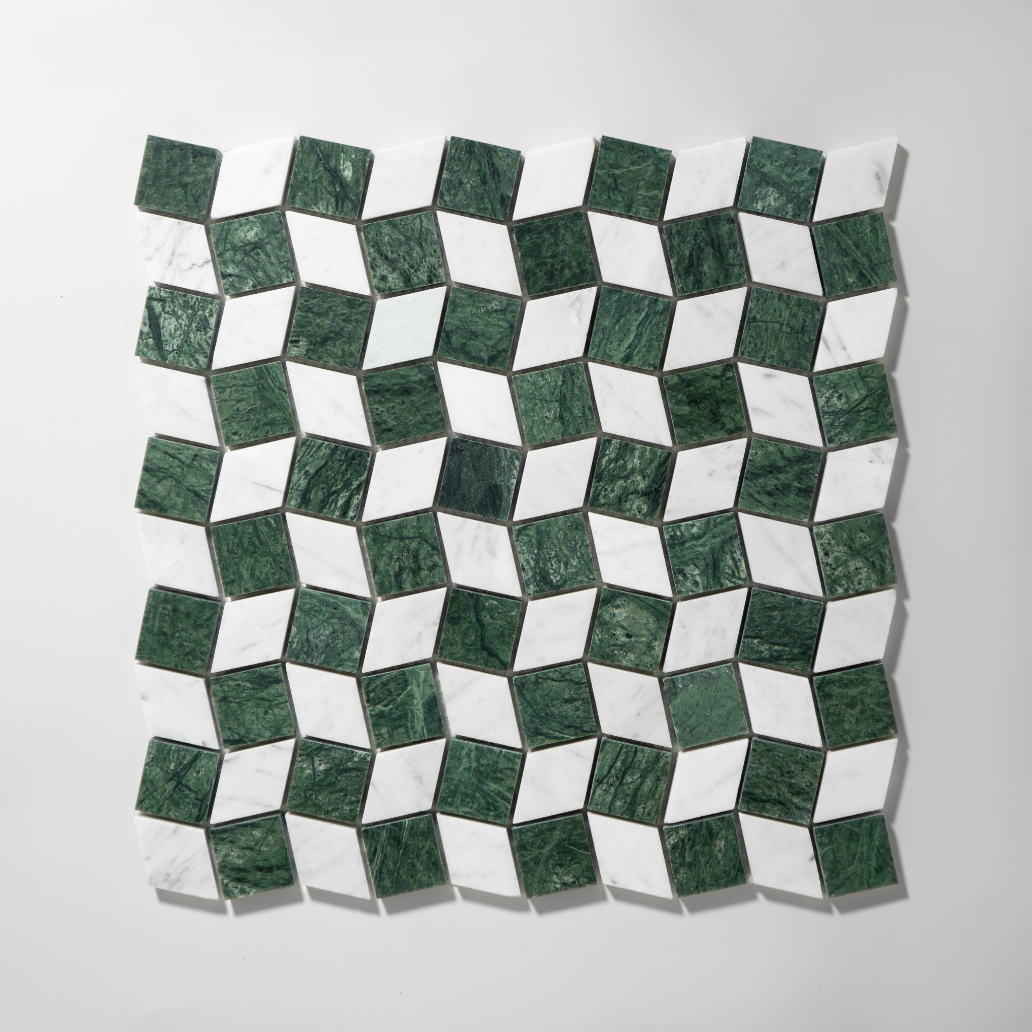 Dizzy Verde Alpi with Carrara Marble Honed Mosaic Tile