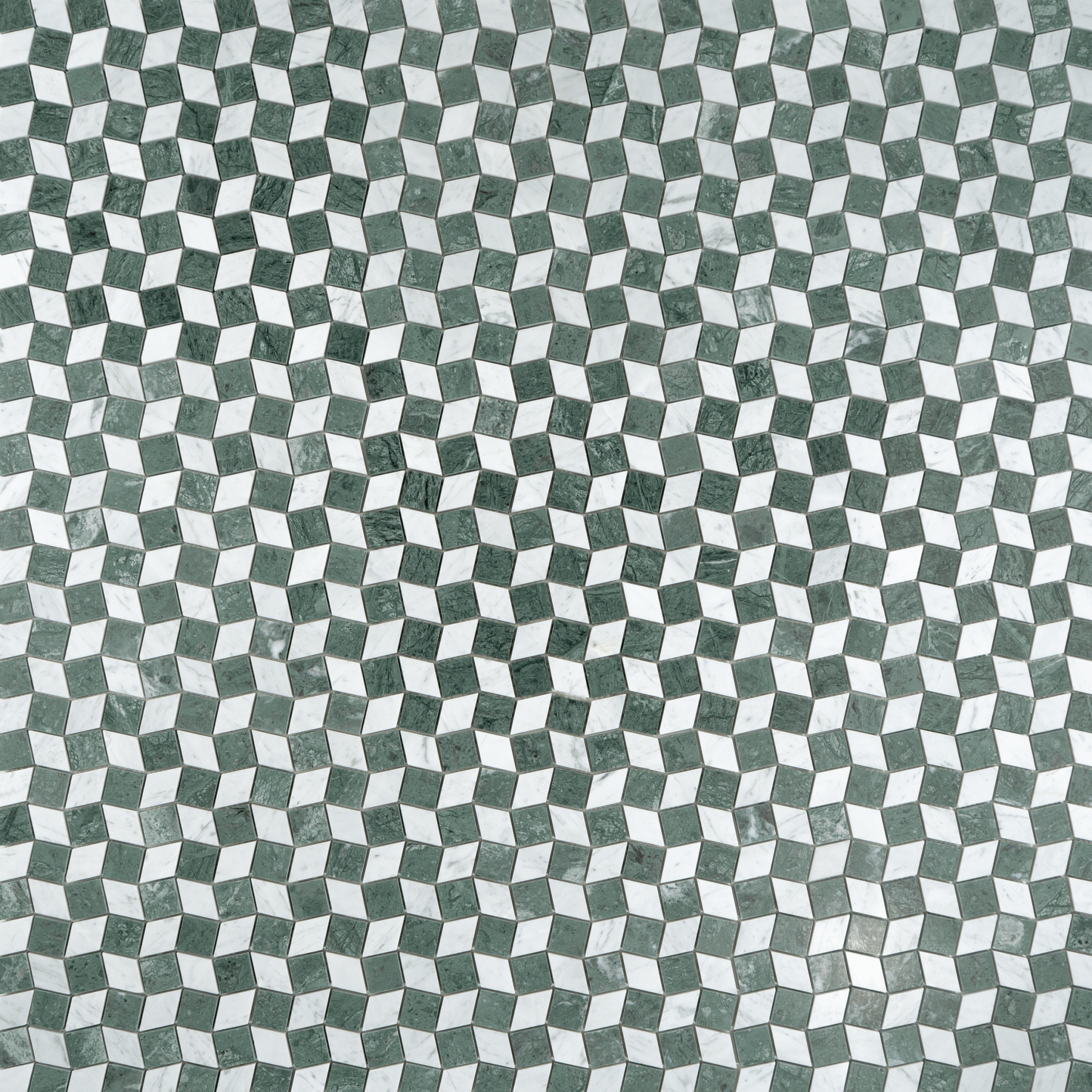 Dizzy Verde Alpi with Carrara Marble Honed Mosaic Tile - Cemento Collection
