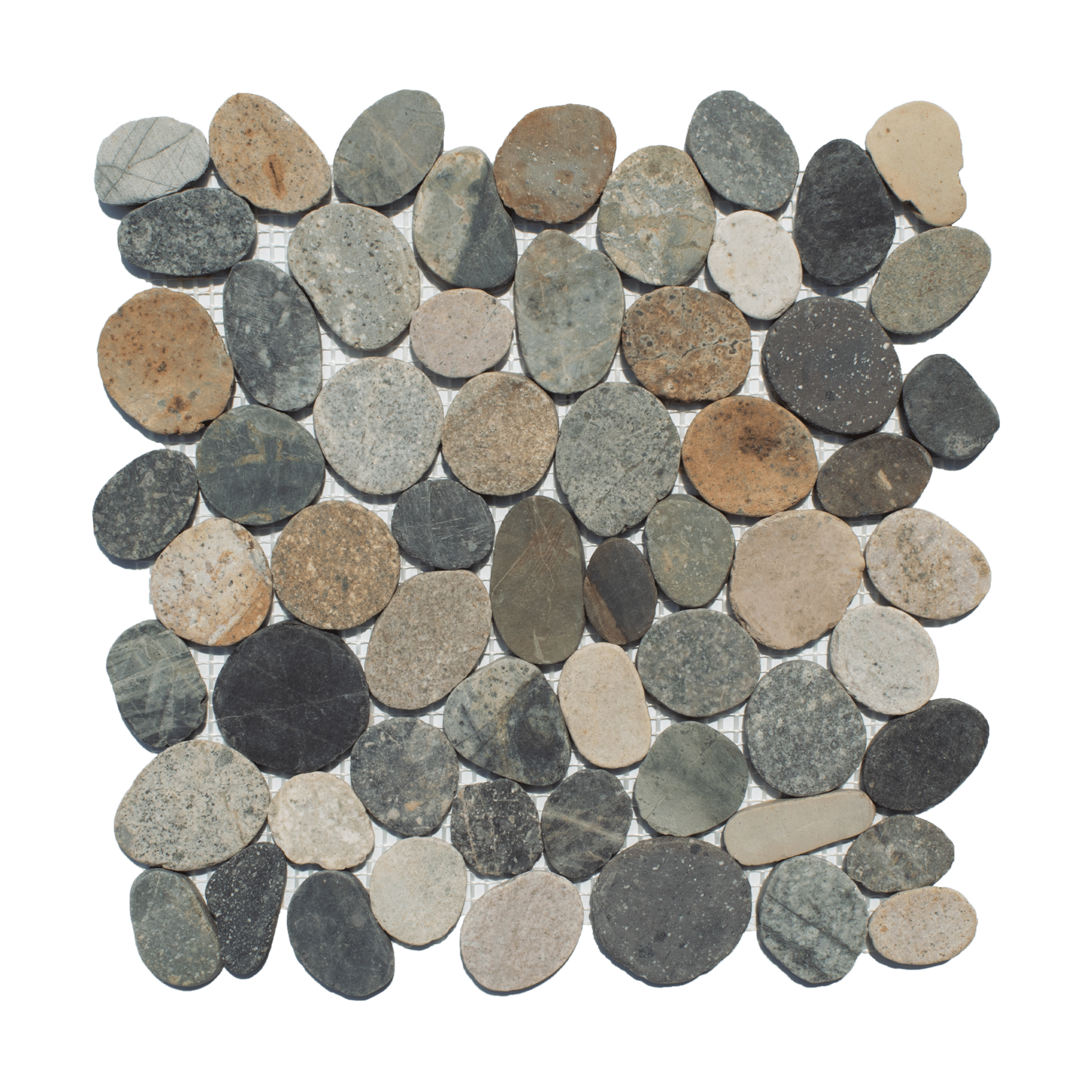 Earth Color Random Size Sliced Oval Pebble Stone Mosaic - Cemento Collection