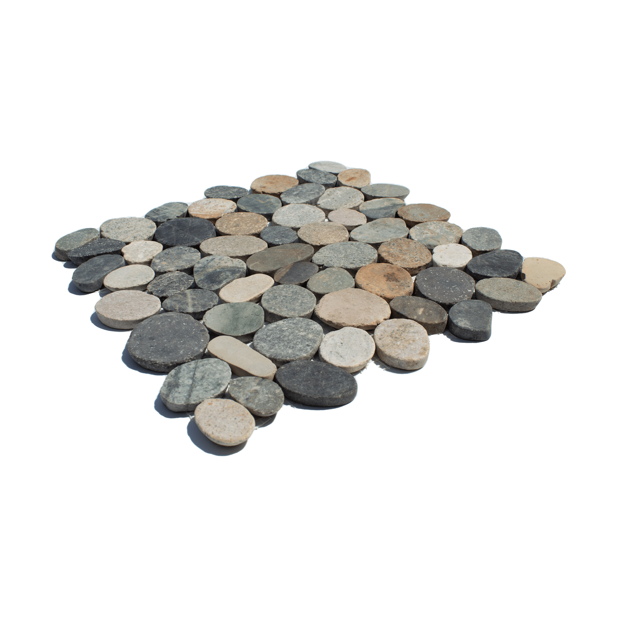 Earth Color Random Size Sliced Oval Pebble Stone Mosaic - Cemento Collection
