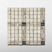 Elena-II | Patina Marble Mosaic Tile (Tala beige, Botticelli Breccia Rose, Bronze Fantasy) - Cemento Collection