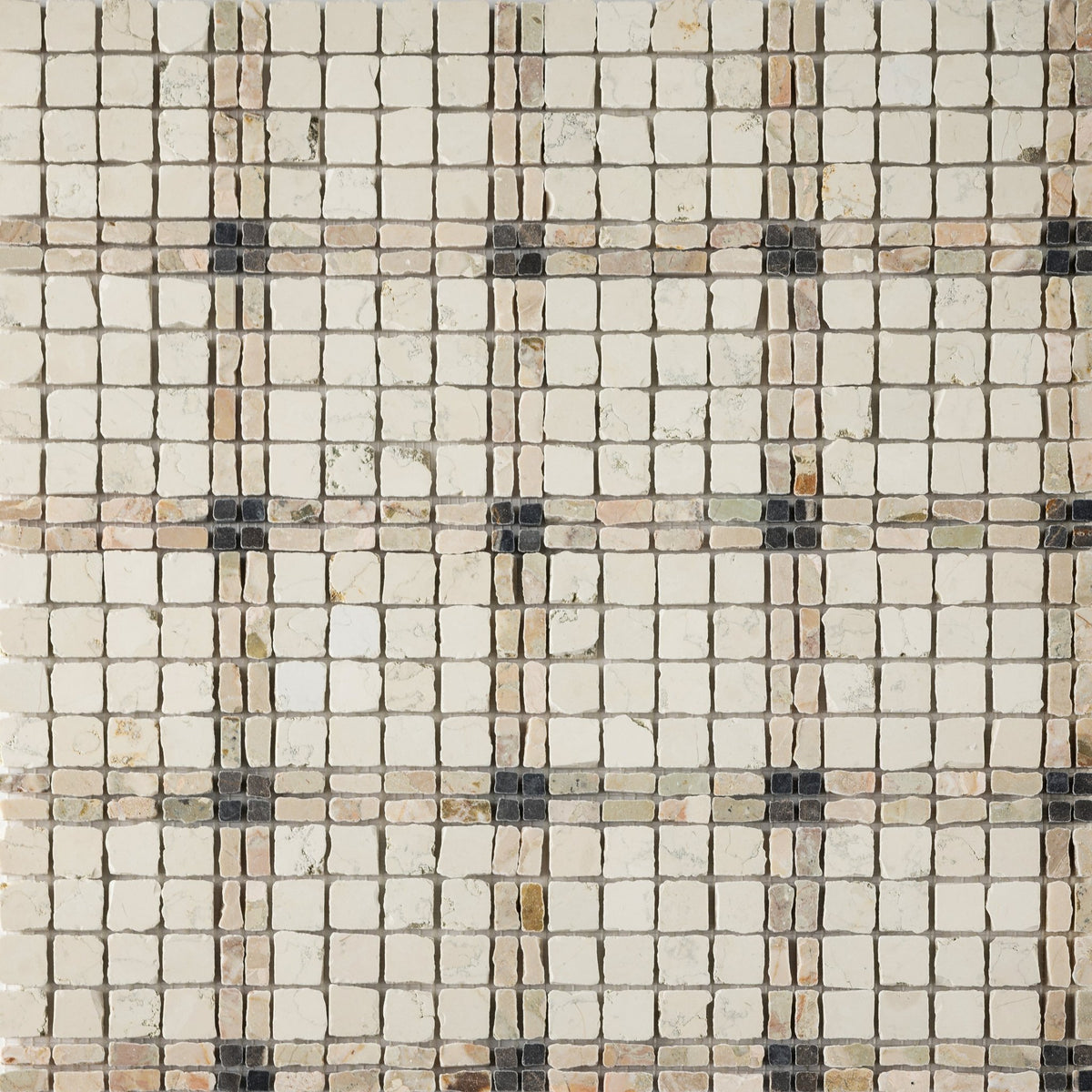 Elena-II | Patina Marble Mosaic Tile (Tala beige, Botticelli Breccia Rose, Bronze Fantasy) - Cemento Collection