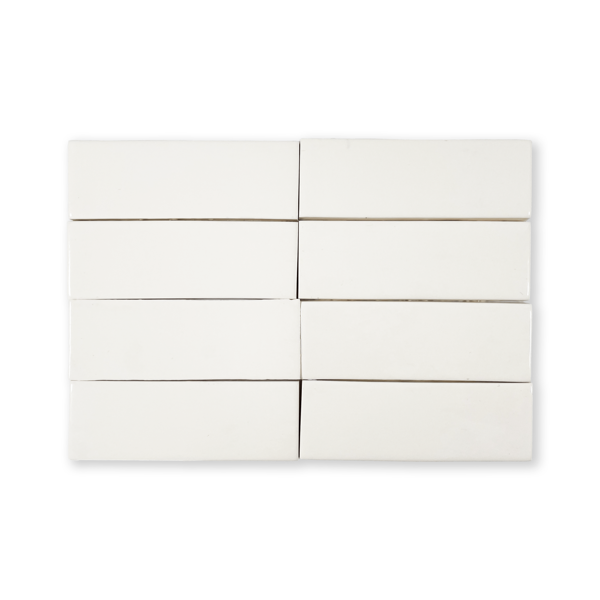 Extruded Handmade 2x6 Off White Glossy Subway Tile - Lot of 30 Sq ft - Cemento Collection