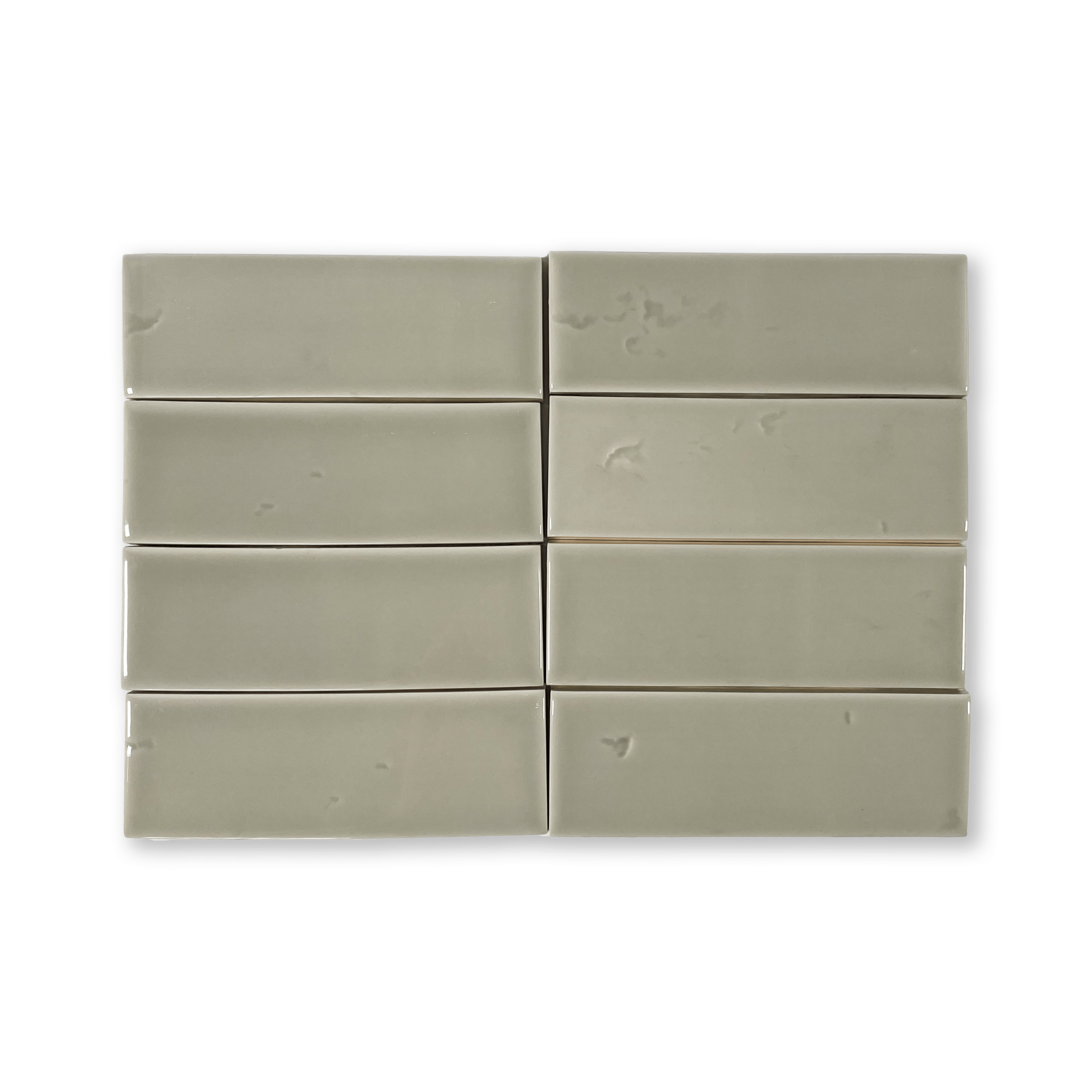 Extruded Handmade 2x6 Sage Green Glossy Subway Tile - Lot of 110 Sq ft - Cemento Collection