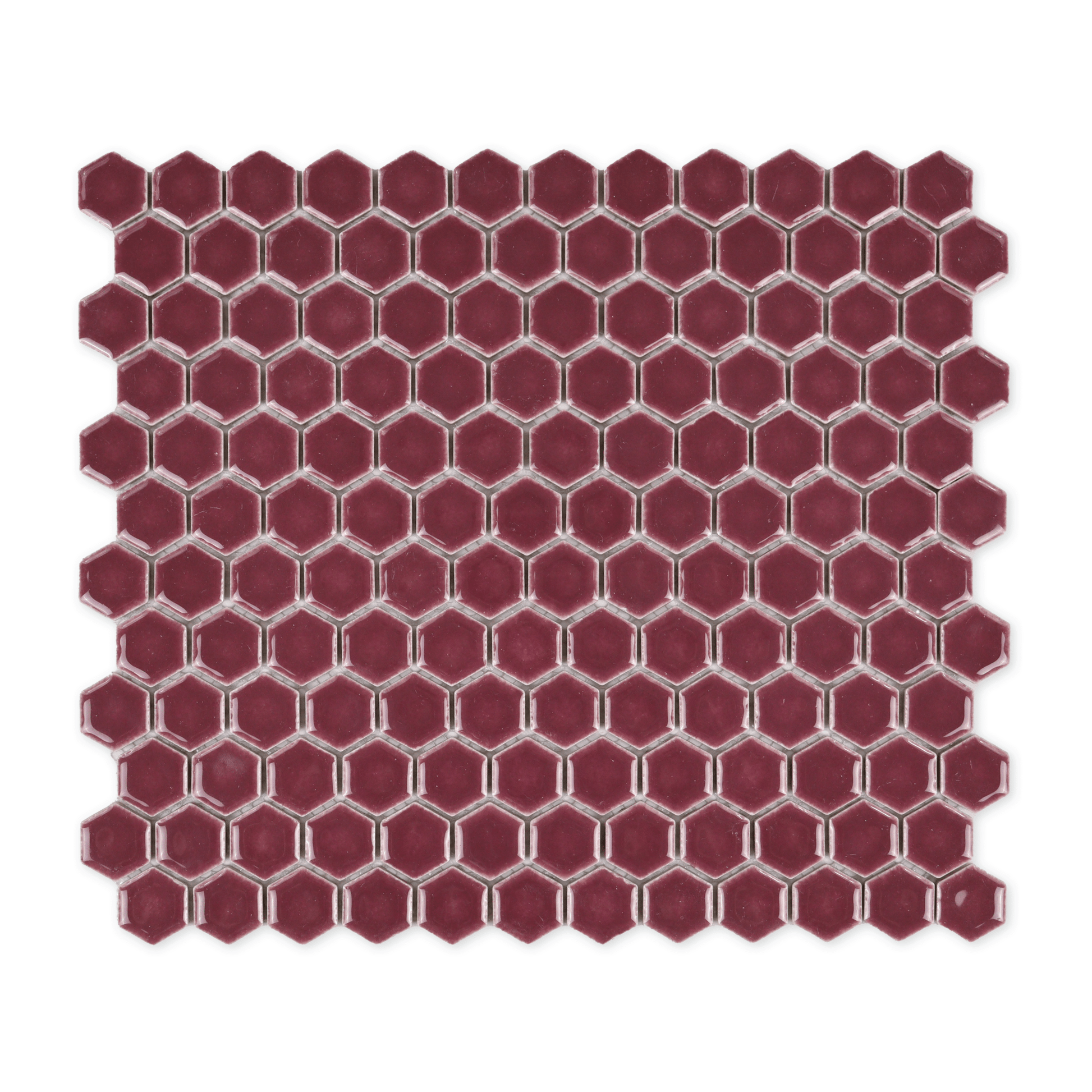 Fig Purple Glossy Hexagon Mosaic Tile - Cemento Collection
