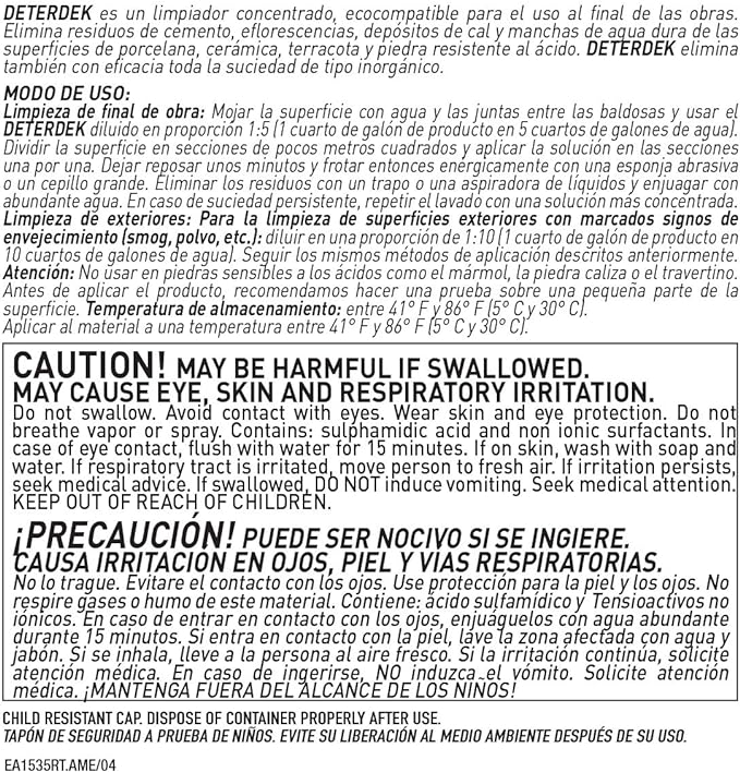 FILA Deterdek - Cementitious Grout Haze Remover - 1 Qt (410 sq.ft) - Cemento Collection