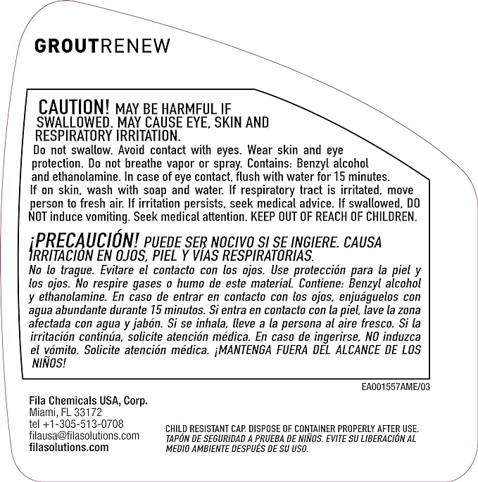 Fila Grout Renew: Grout & Tile Deep Cleaner Spray - 24 Oz - Cemento Collection