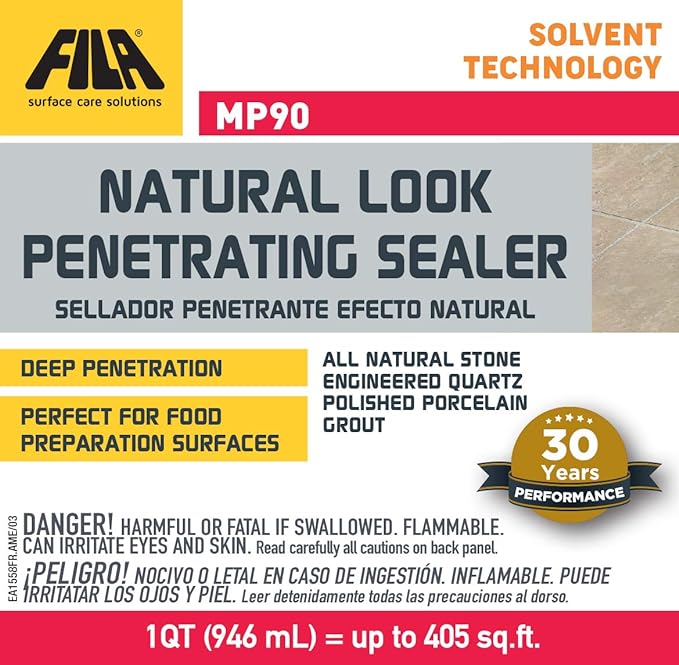 FILA MP90 - Natural Look Penetrating Sealer - 1 Qt (946 mL) = (up to 405 sq.ft.) - Cemento Collection