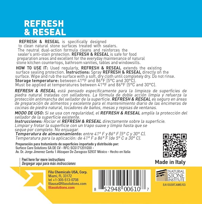 Fila Refresh & Reseal: Neutral Cleaner & Resealer Spray - 24 Oz - Cemento Collection