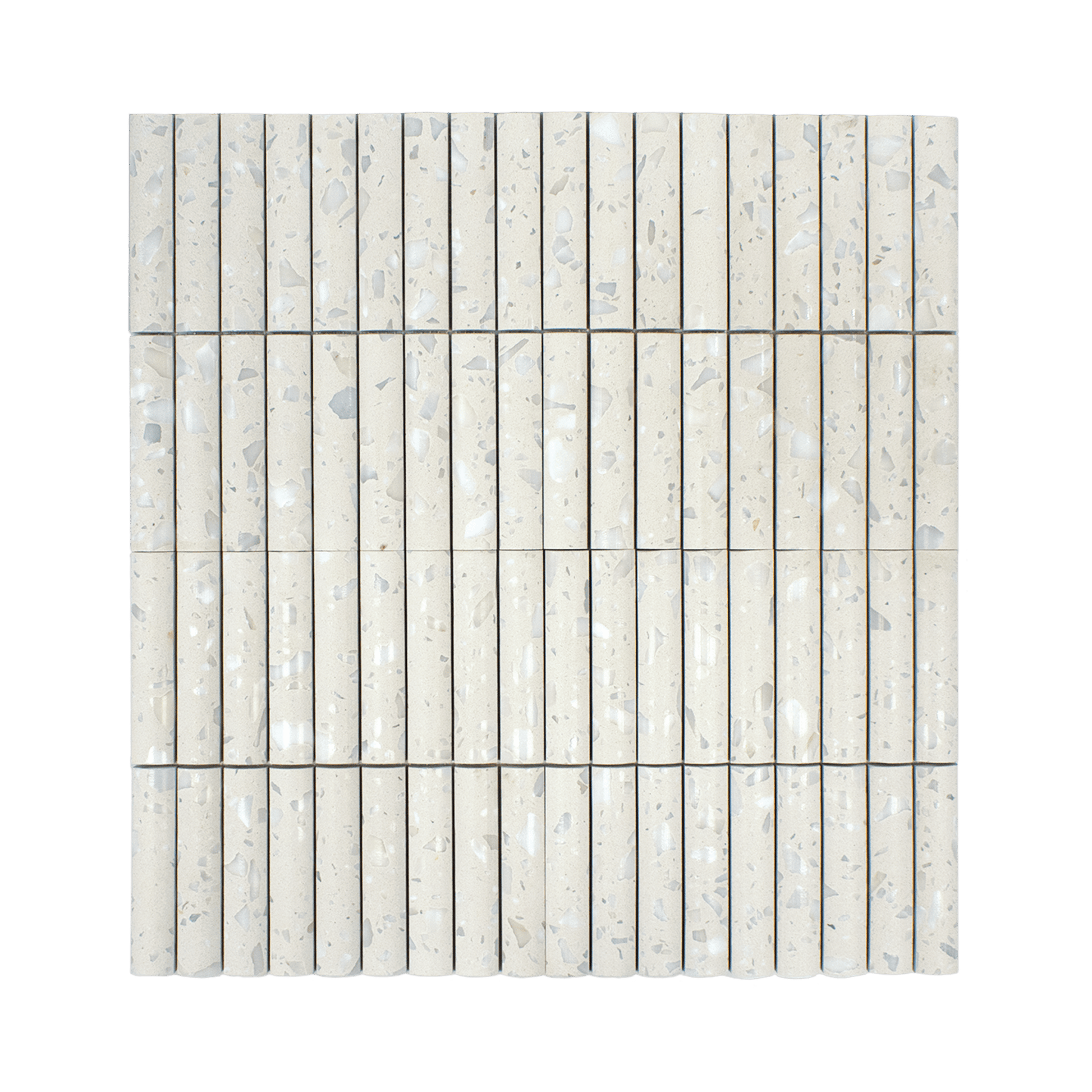 Fluted Asinara Terrazzo Honed Mosaic Tile - Cemento Collection