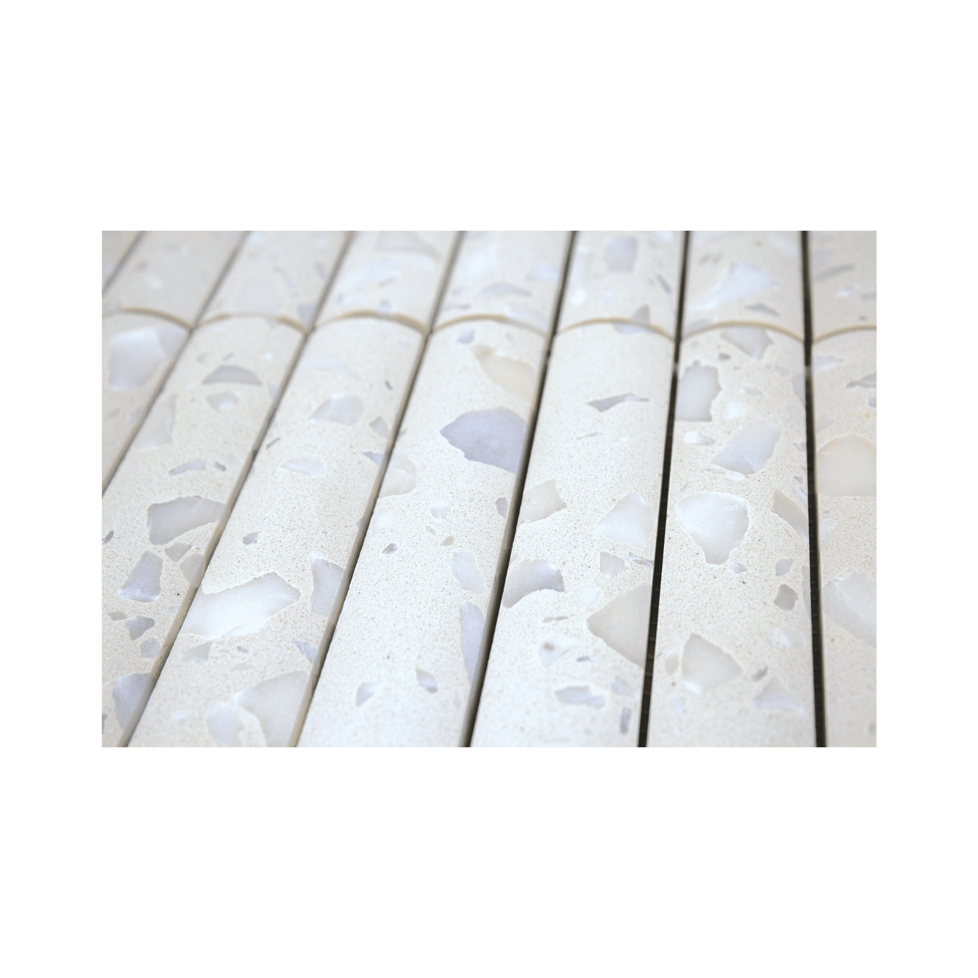 Fluted Asinara Terrazzo Honed Mosaic Tile - Cemento Collection