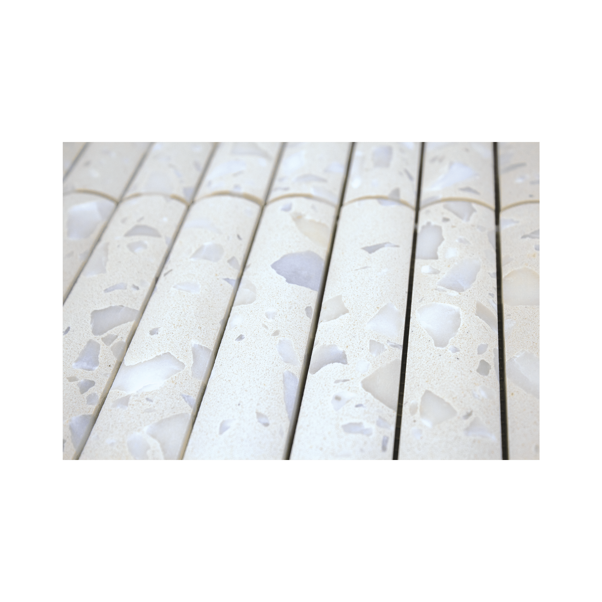 Fluted Asinara Terrazzo Honed Mosaic Tile - Cemento Collection