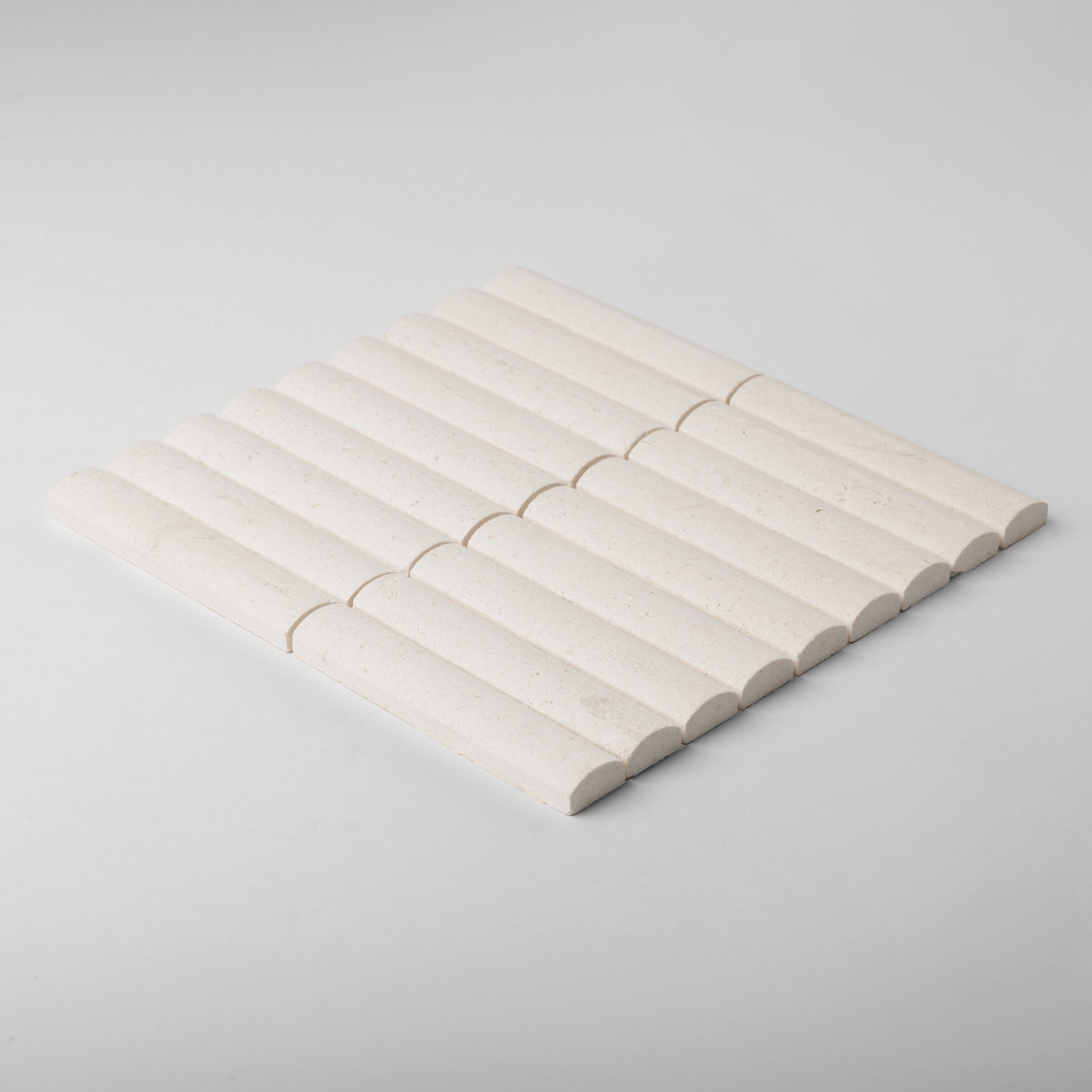 3D Fluted Beige Limestone Honed Mosaic Tile