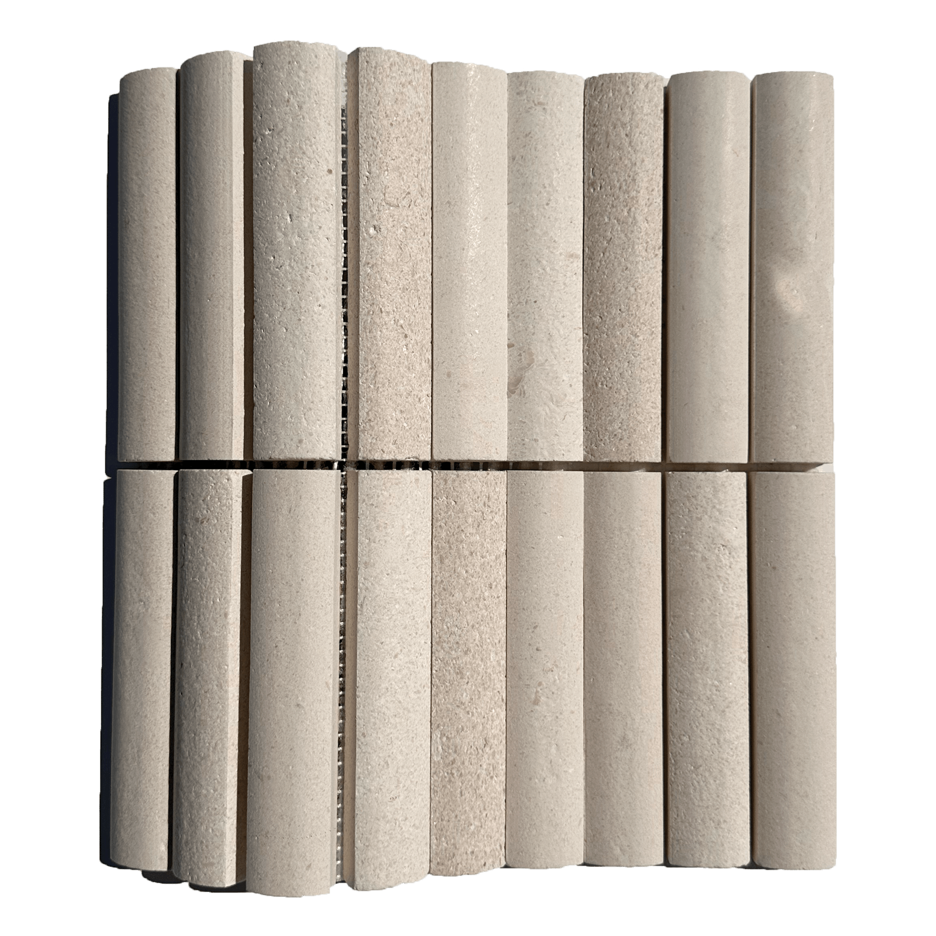 Fluted Beige Limestone Honed Mosaic Tile - Cemento Collection