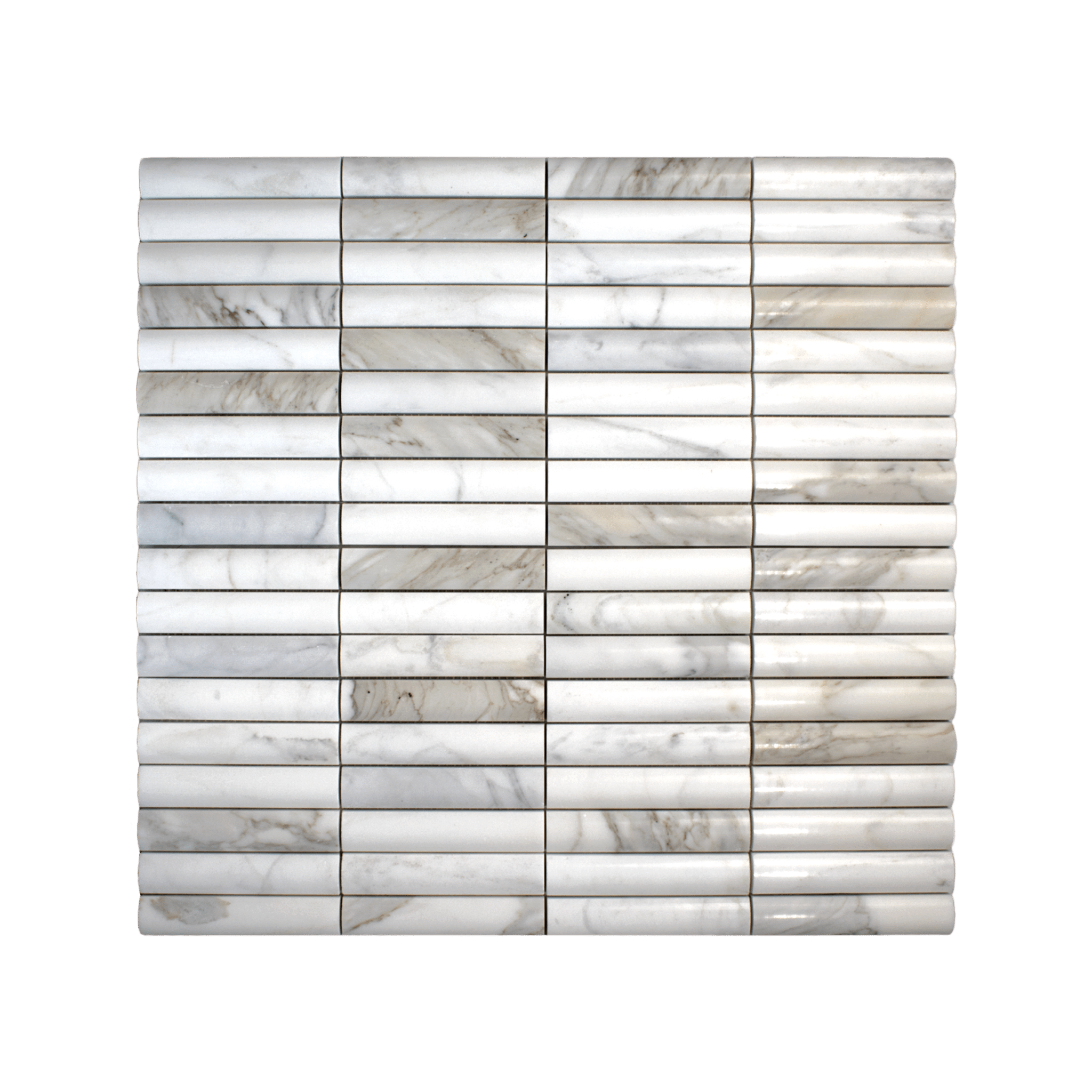 Fluted Calacatta Gold Marble Polished Mosaic Tile - Cemento Collection