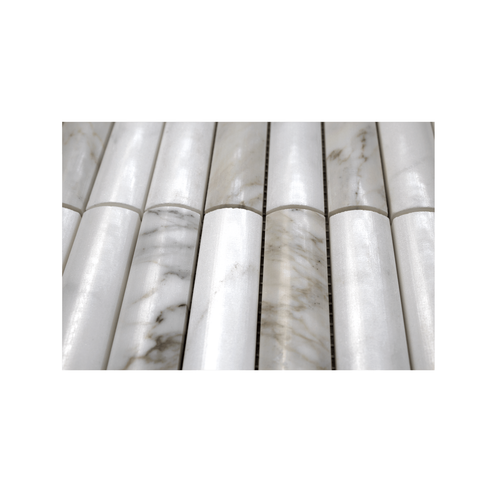 Fluted Calacatta Gold Marble Polished Mosaic Tile - Cemento Collection