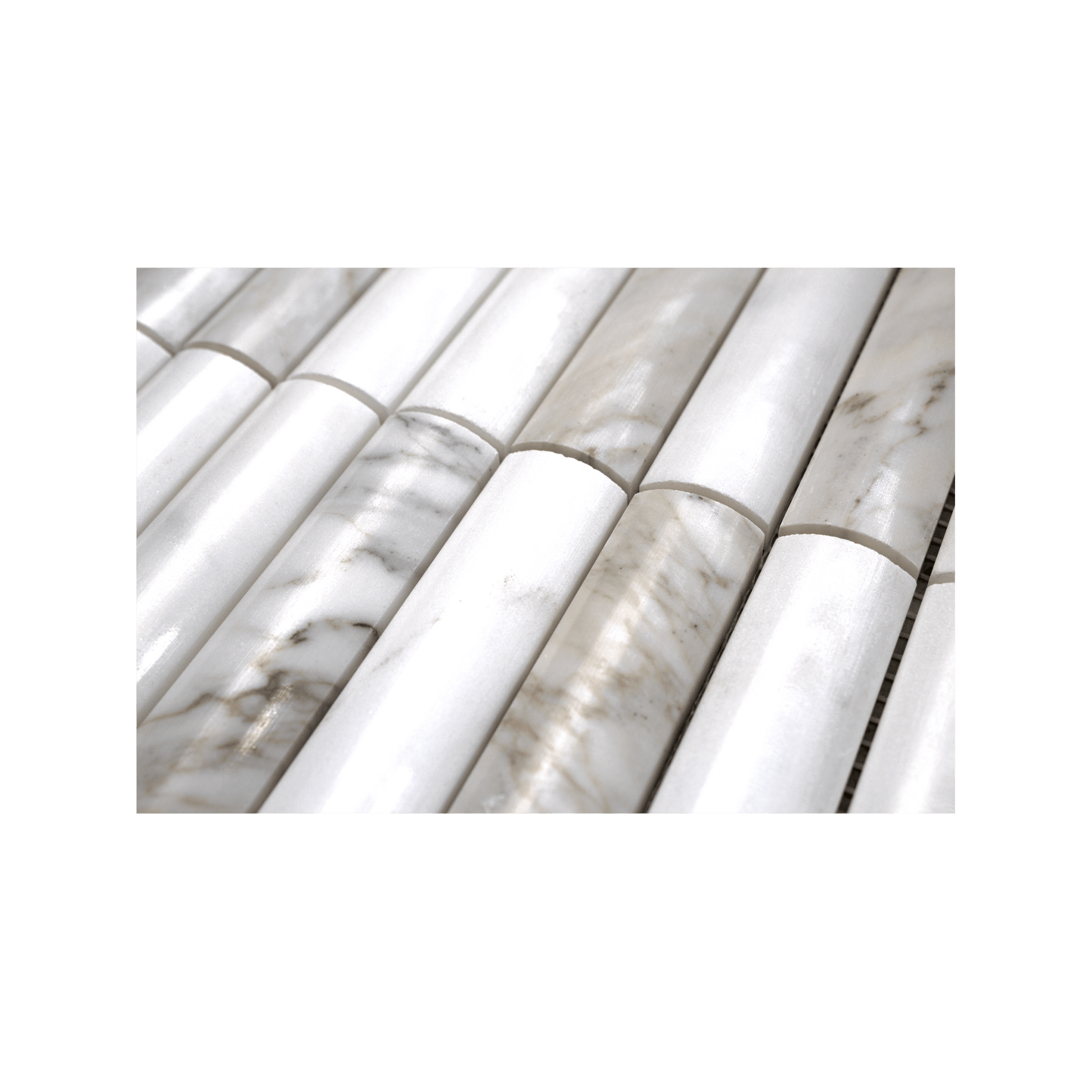 Fluted Calacatta Gold Marble Polished Mosaic Tile - Cemento Collection
