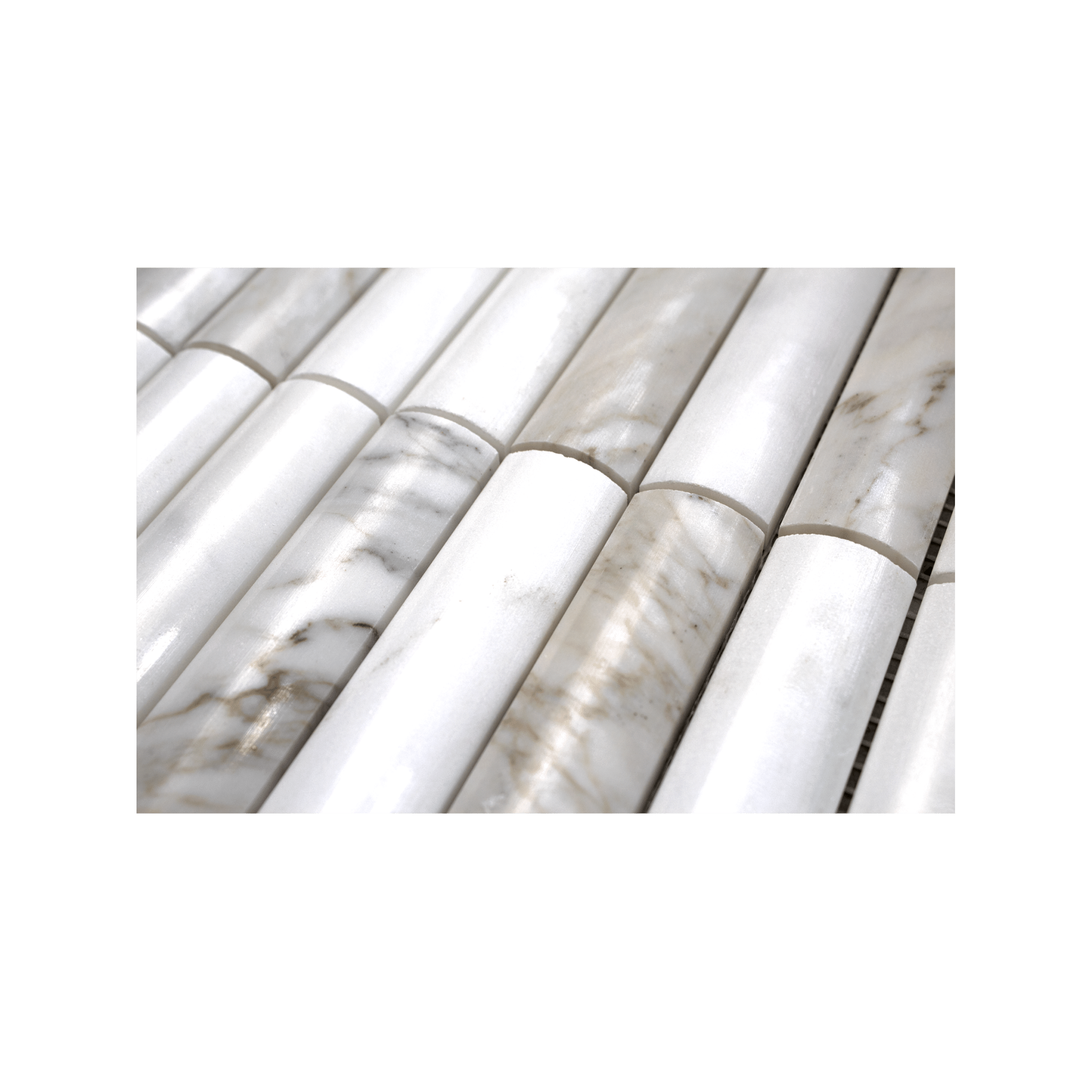 Fluted Calacatta Gold Marble Polished Mosaic Tile - Cemento Collection