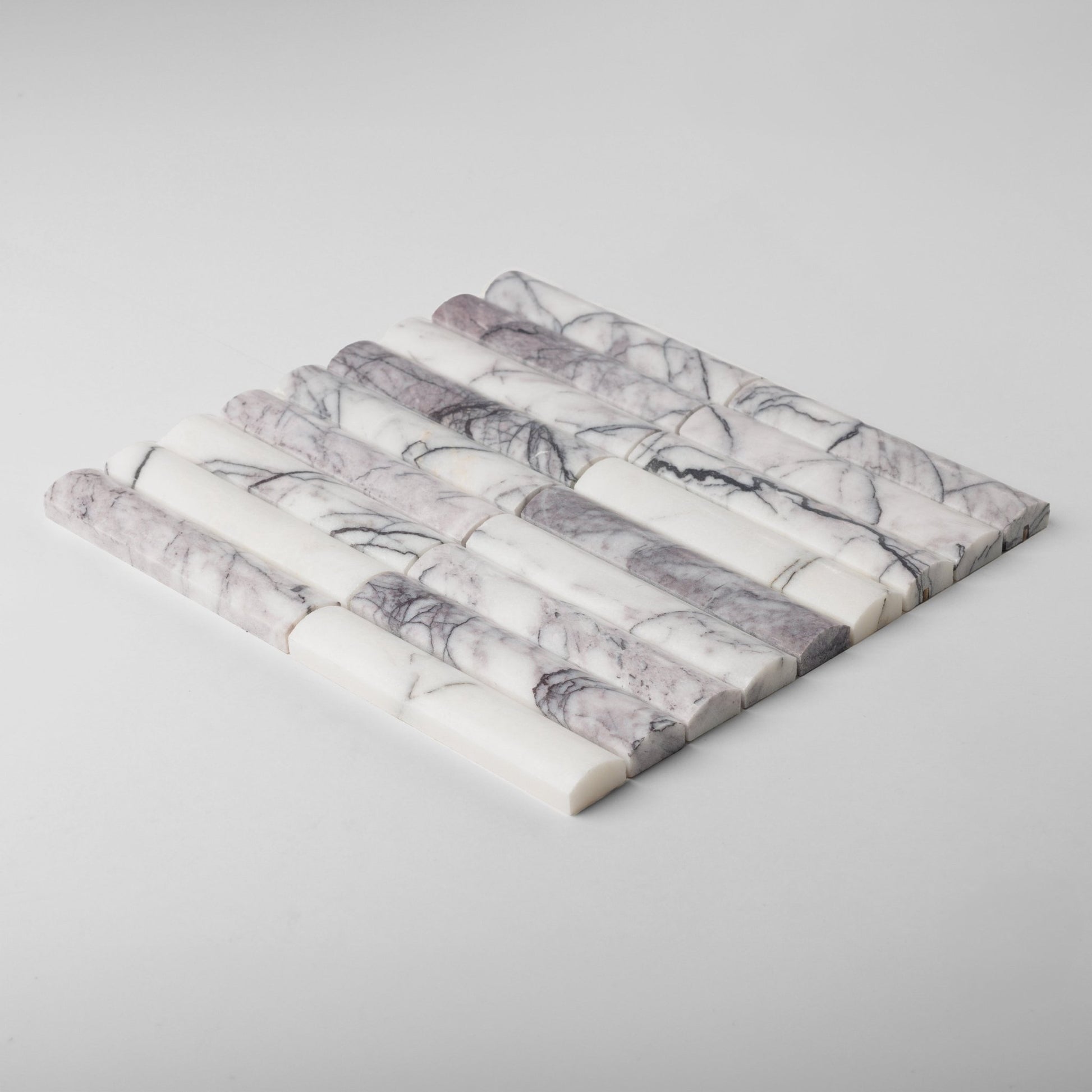 Fluted Lilac Marble Honed Mosaic Tile - Cemento Collection