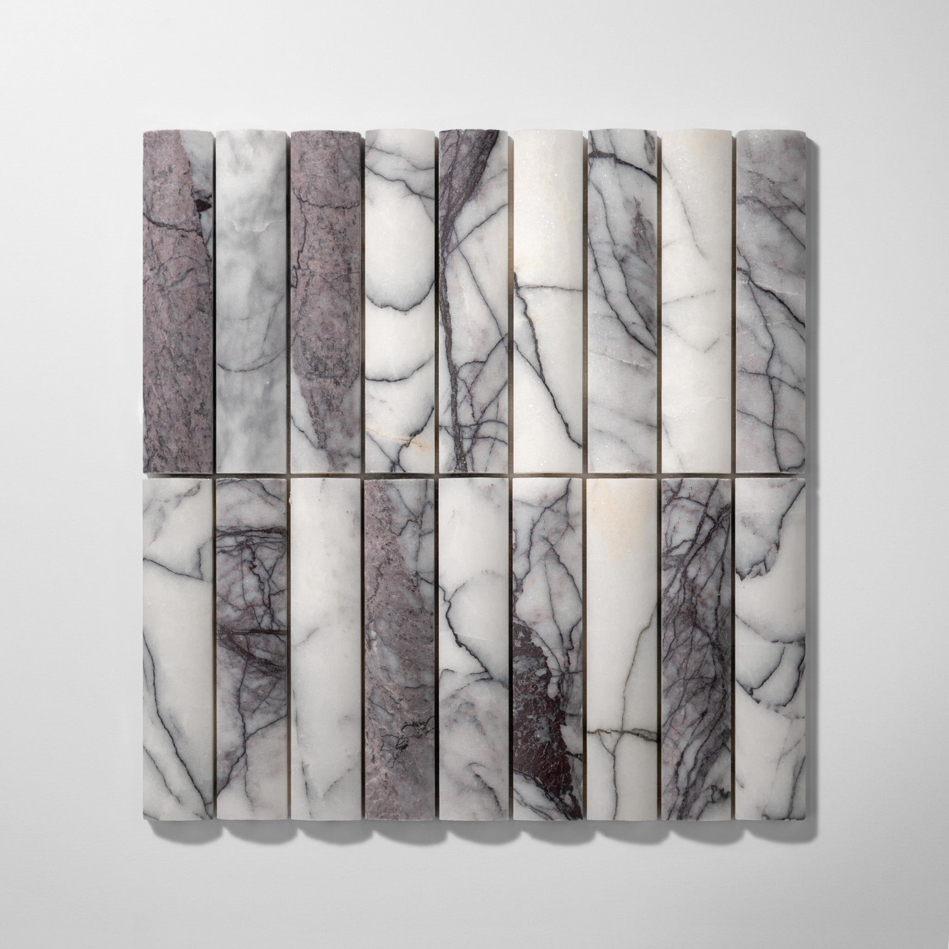 Fluted Lilac Marble Honed Mosaic Tile