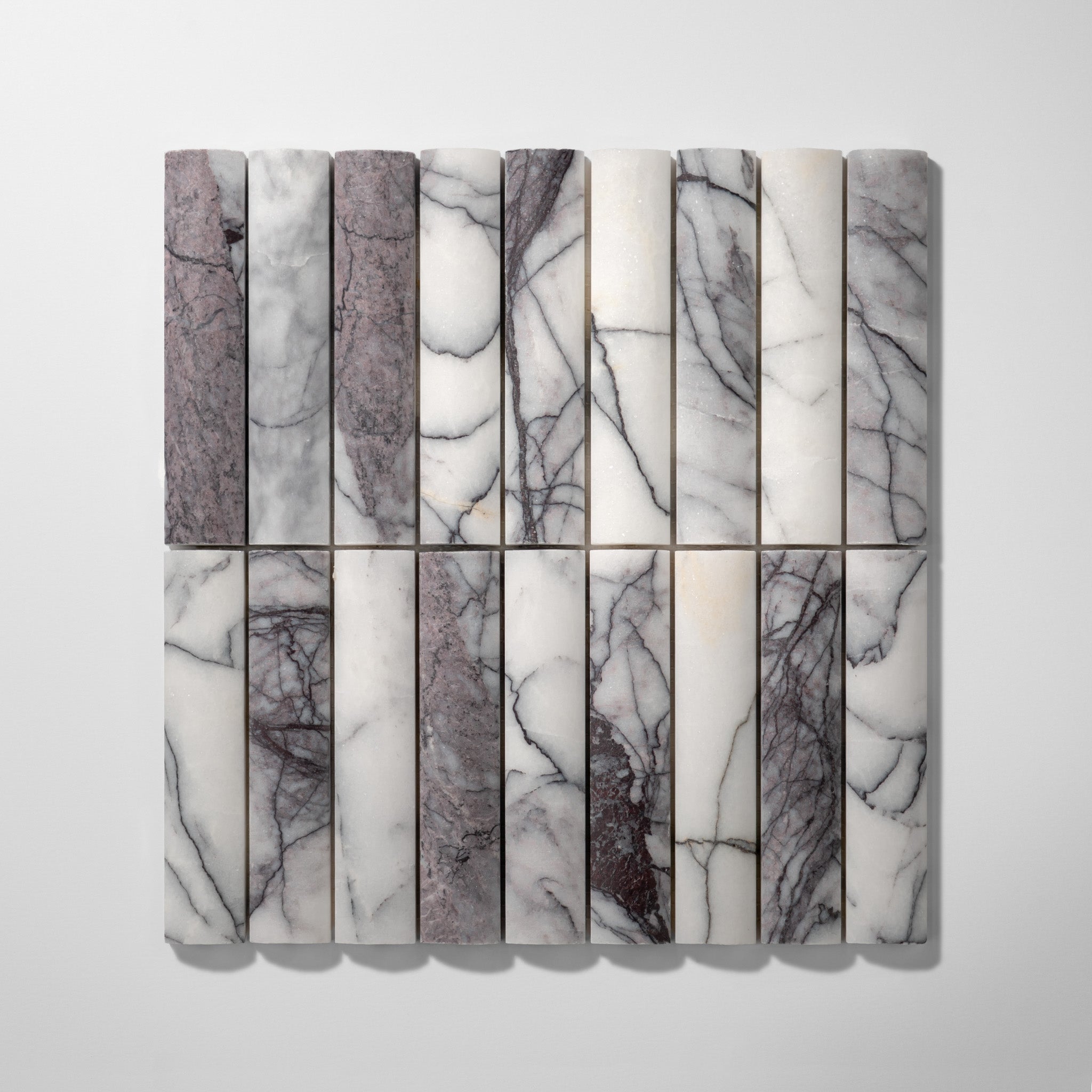 Fluted Lilac Marble Honed Mosaic Tile