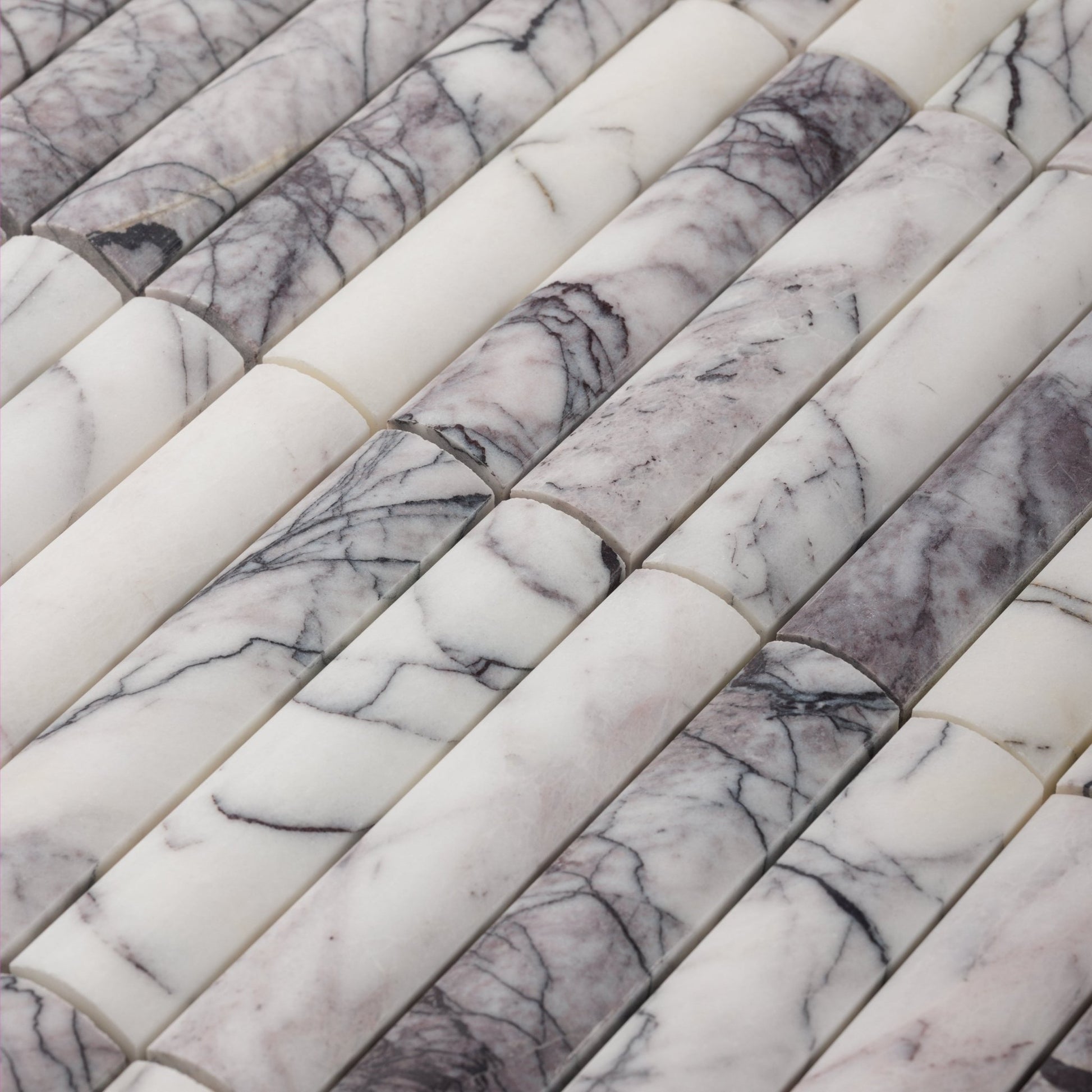 Fluted Lilac Marble Honed Mosaic Tile - Cemento Collection