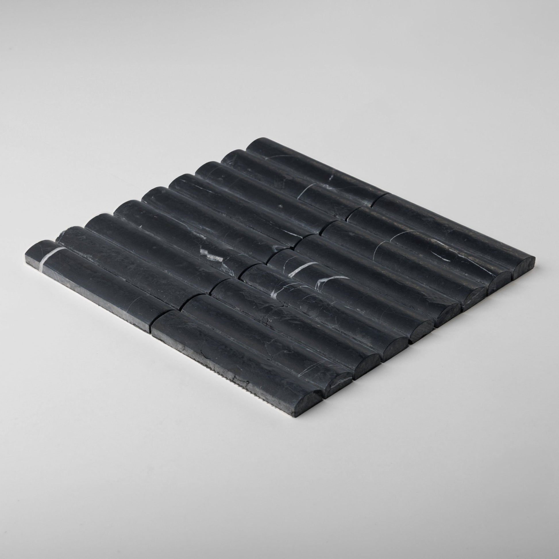3D Fluted Nero Marquina Marble Honed Mosaic Tile