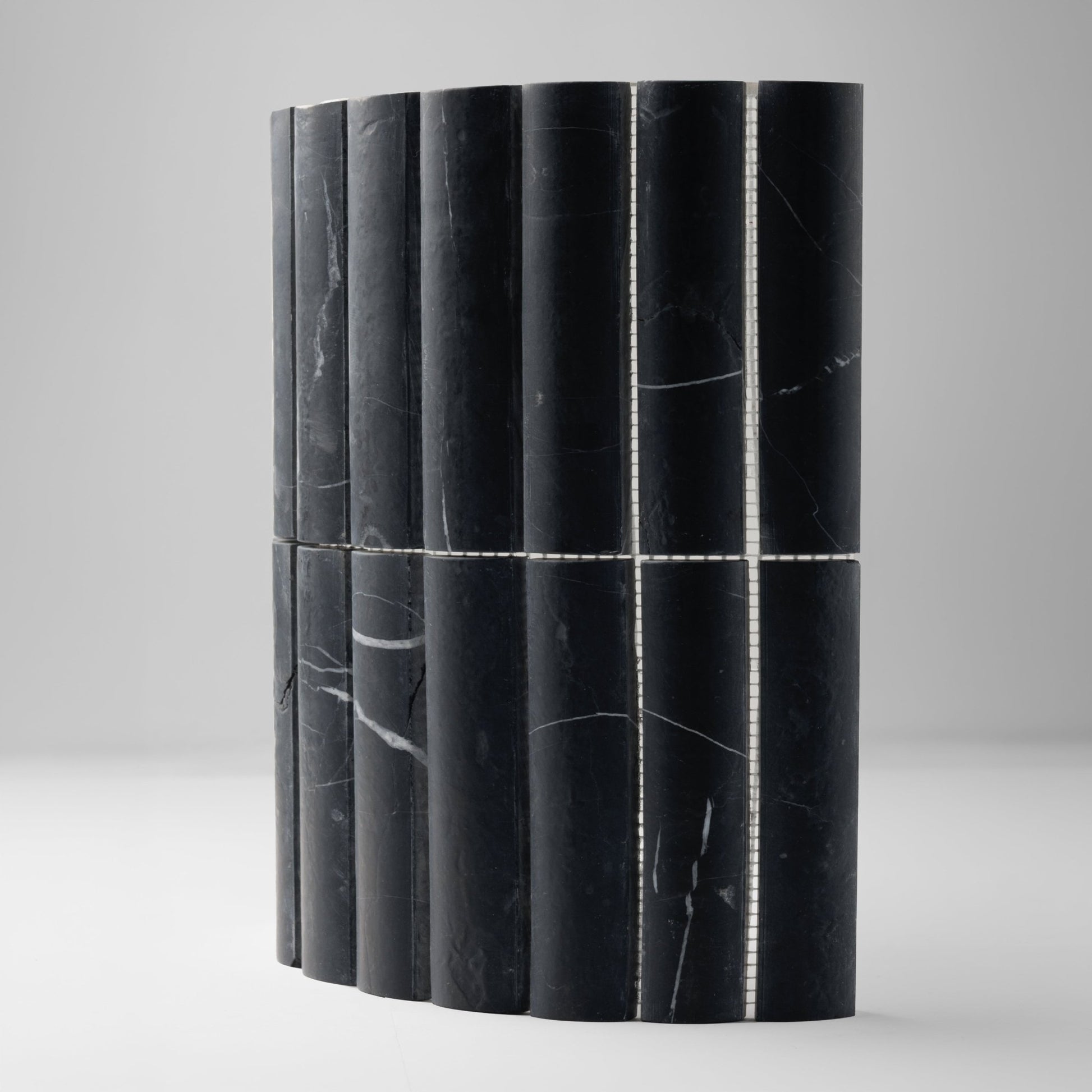 Natural stone Fluted Nero Marquina Marble Honed Mosaic Tile