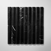 Fluted Nero Marquina Marble Honed Mosaic Tile