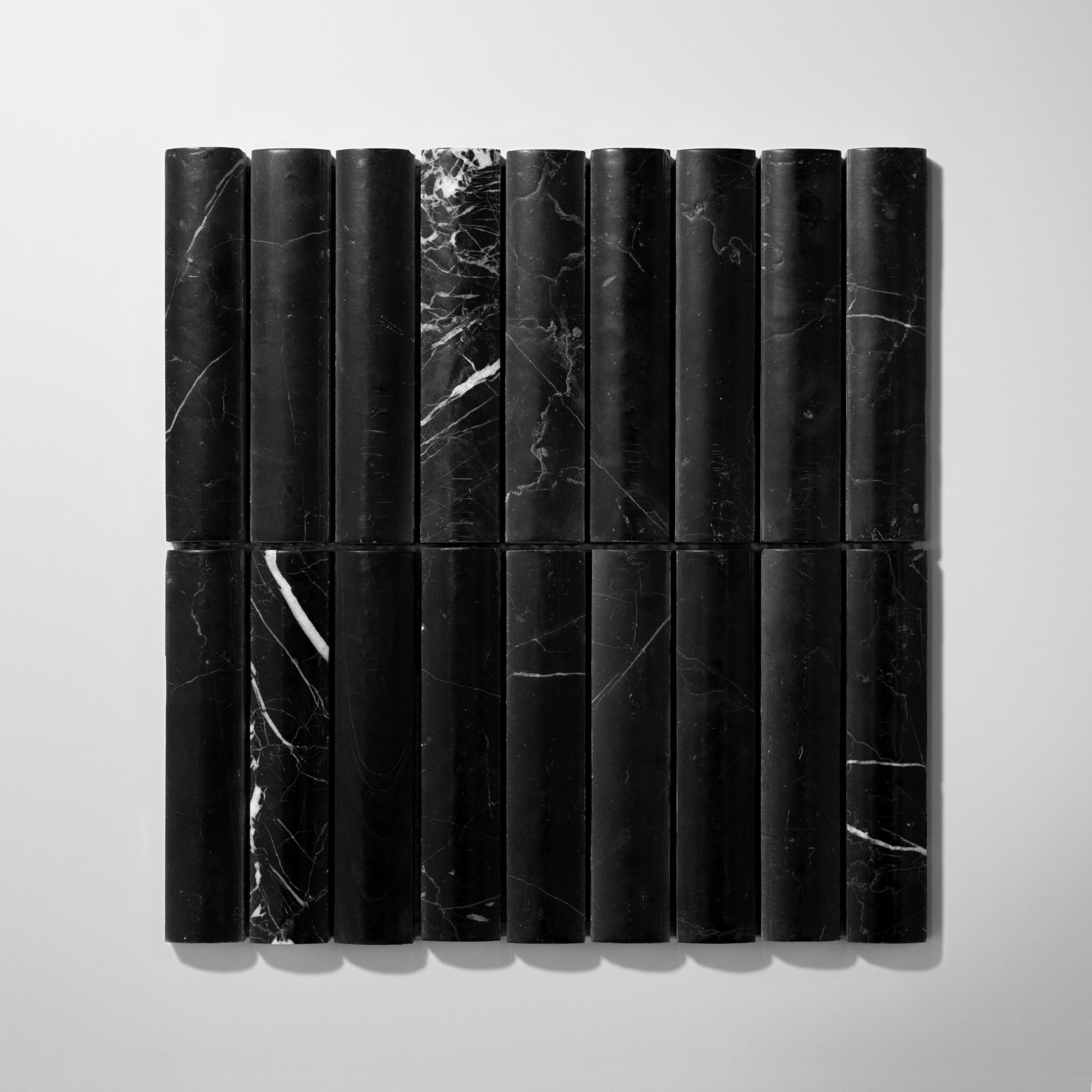 Fluted Nero Marquina Marble Honed Mosaic Tile