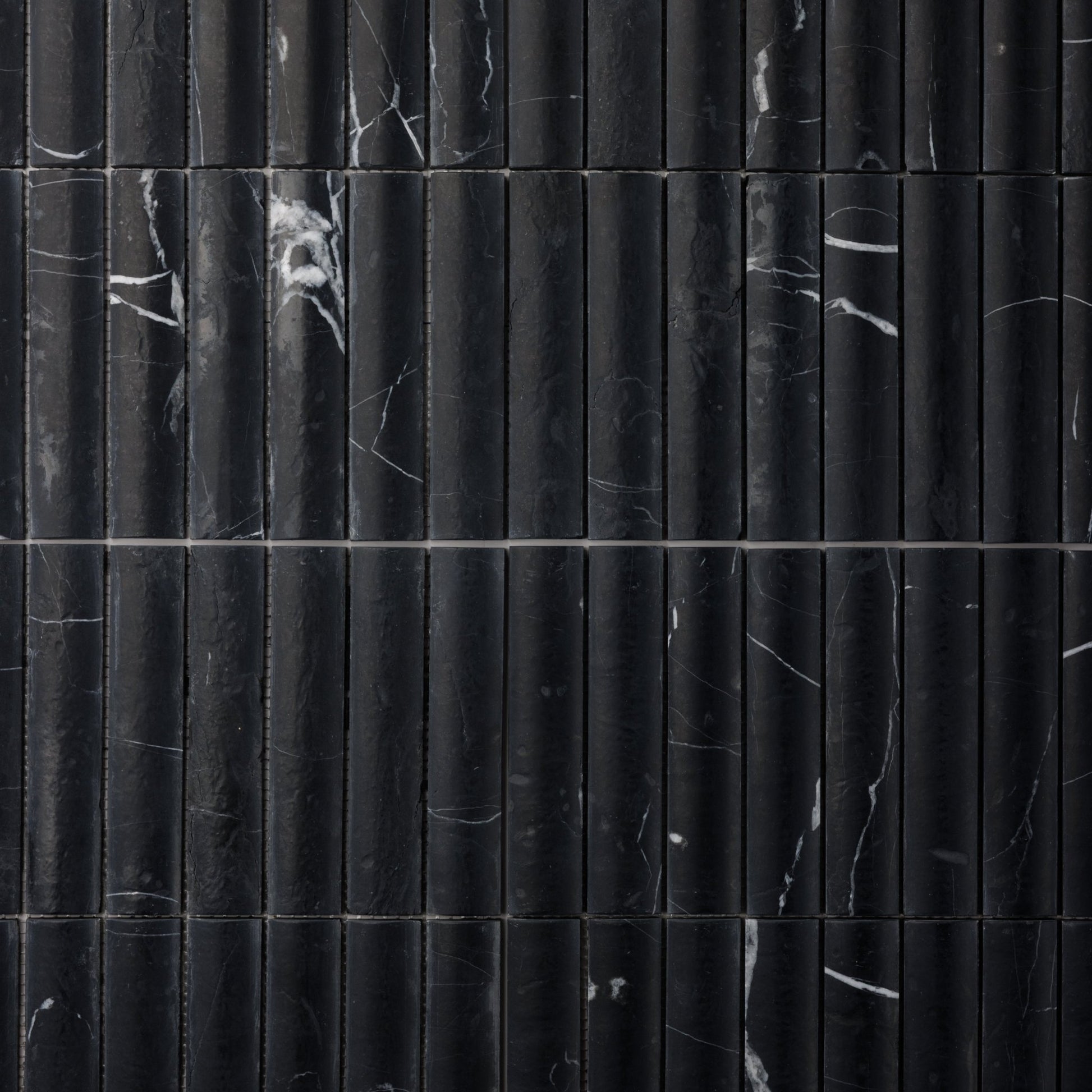 Fluted Nero Marquina Marble Mosaic Tile