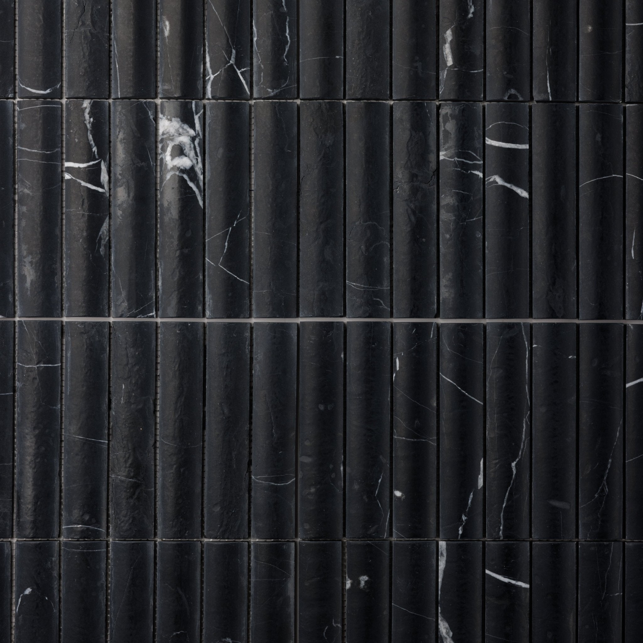 Fluted Nero Marquina Marble Mosaic Tile