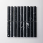 Fluted Nero Marquina Marble Honed Mosaic Tile