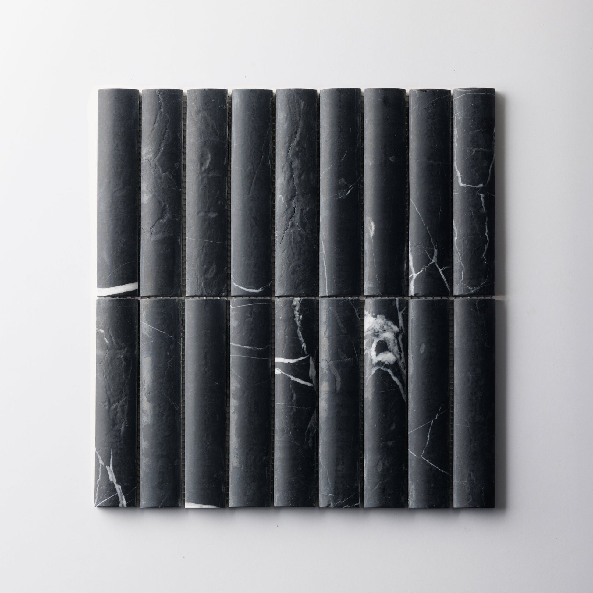 Fluted Nero Marquina Marble Honed Mosaic Tile